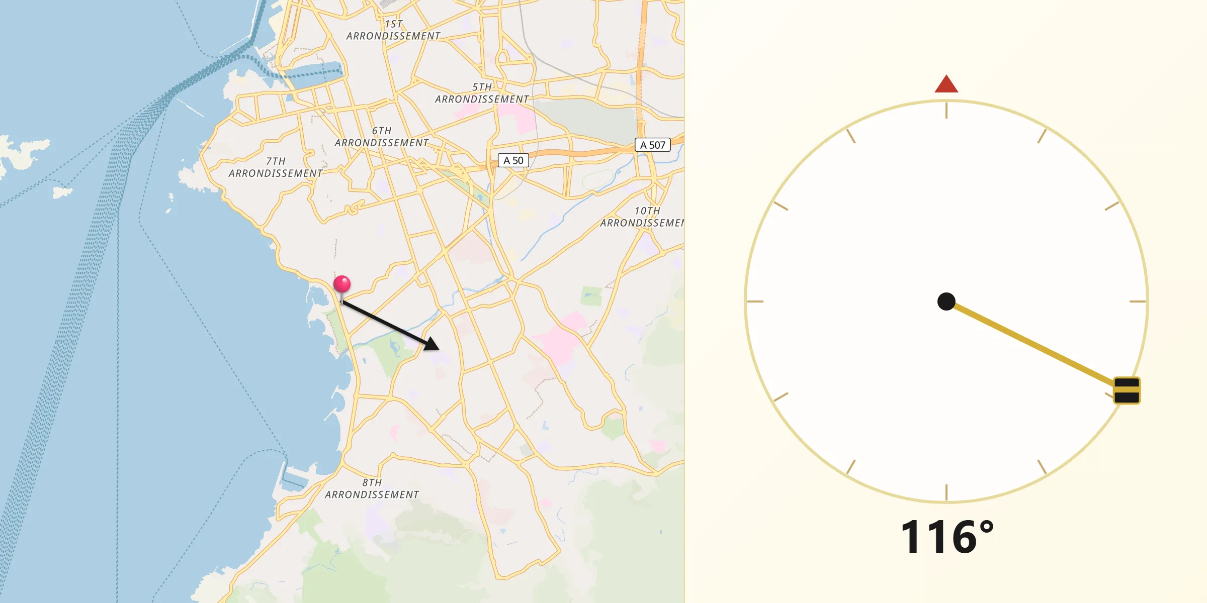 Direction vers la Qibla depuis La Page