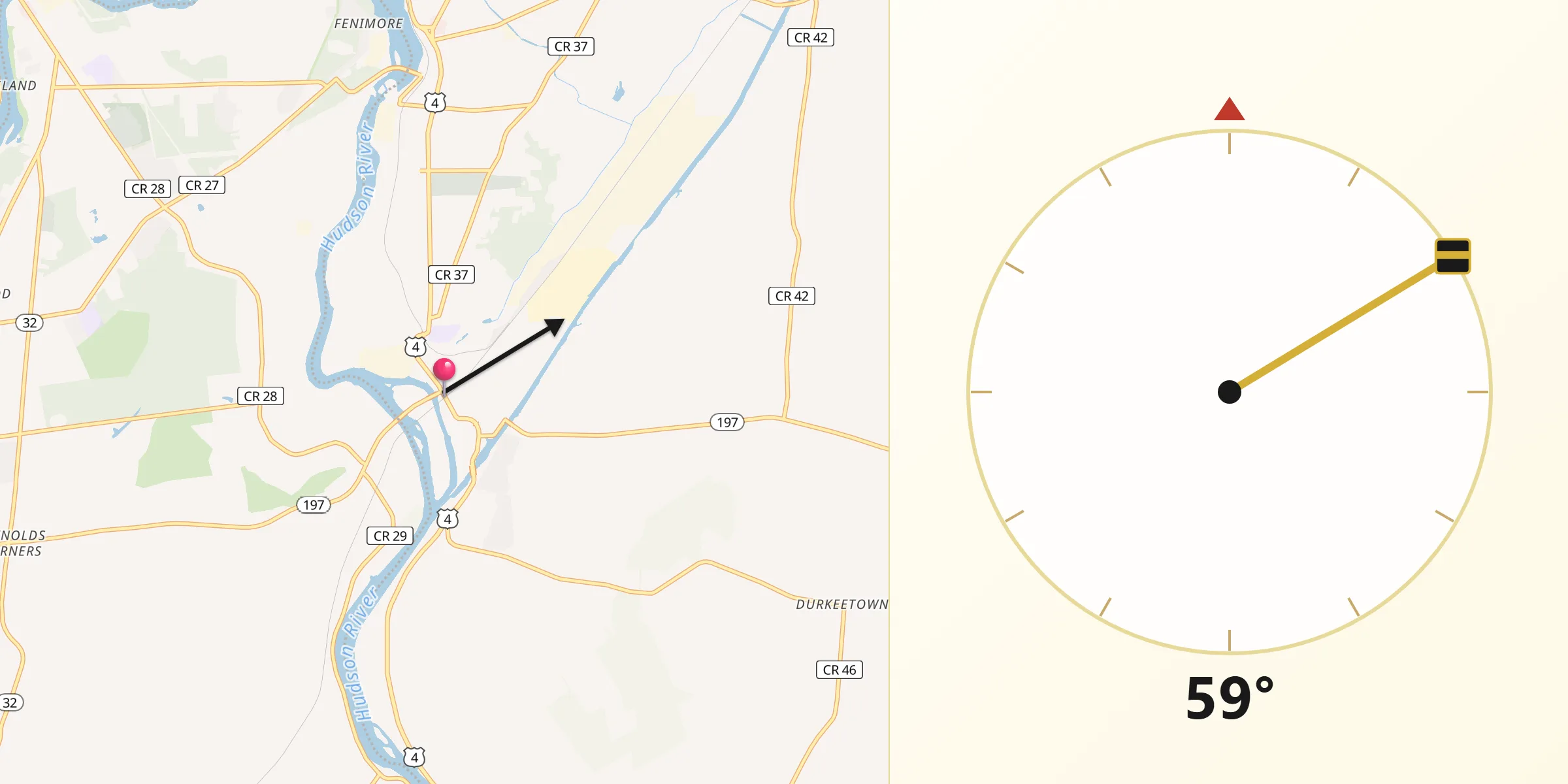 Qibla Direction from Fort Edward