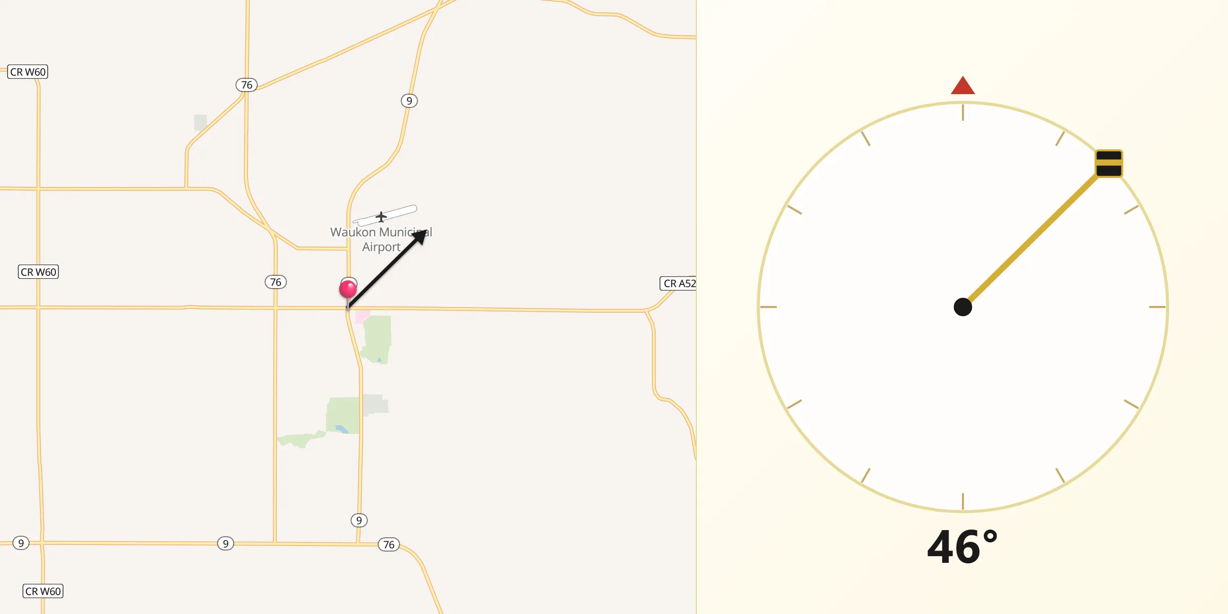 Qibla Direction from Waukon