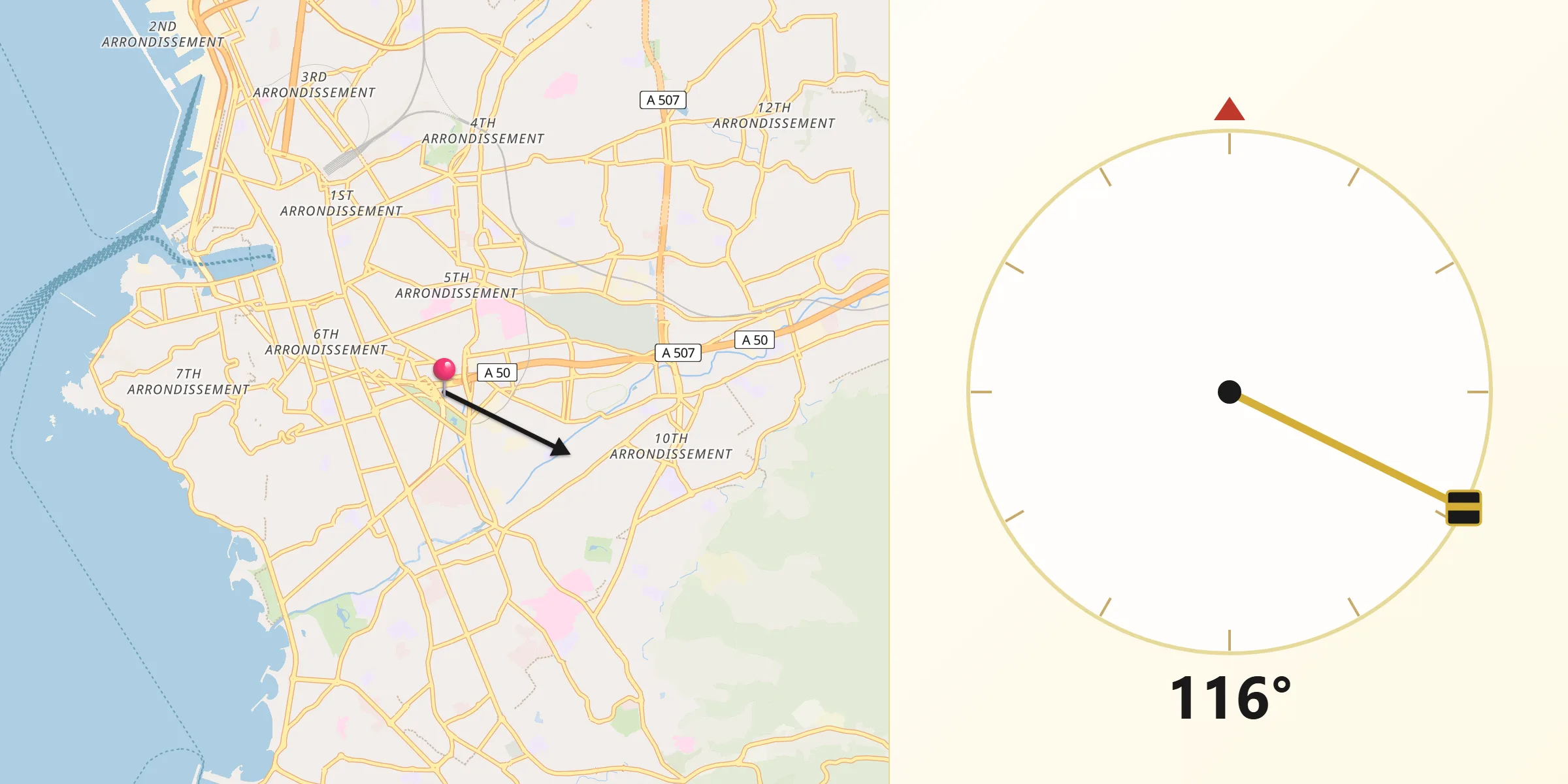 Direction vers la Qibla depuis Menpenti