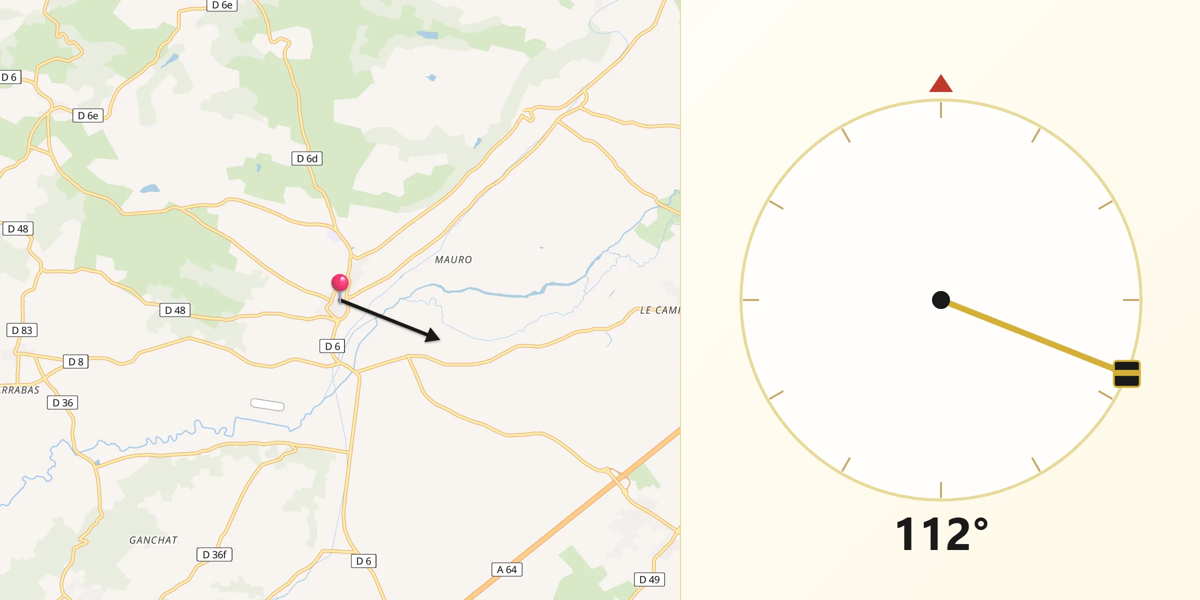 Direction vers la Qibla depuis Le Fousseret
