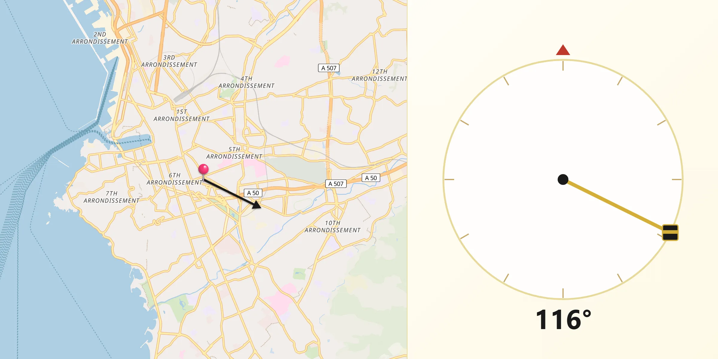 Direction vers la Qibla depuis Lodi