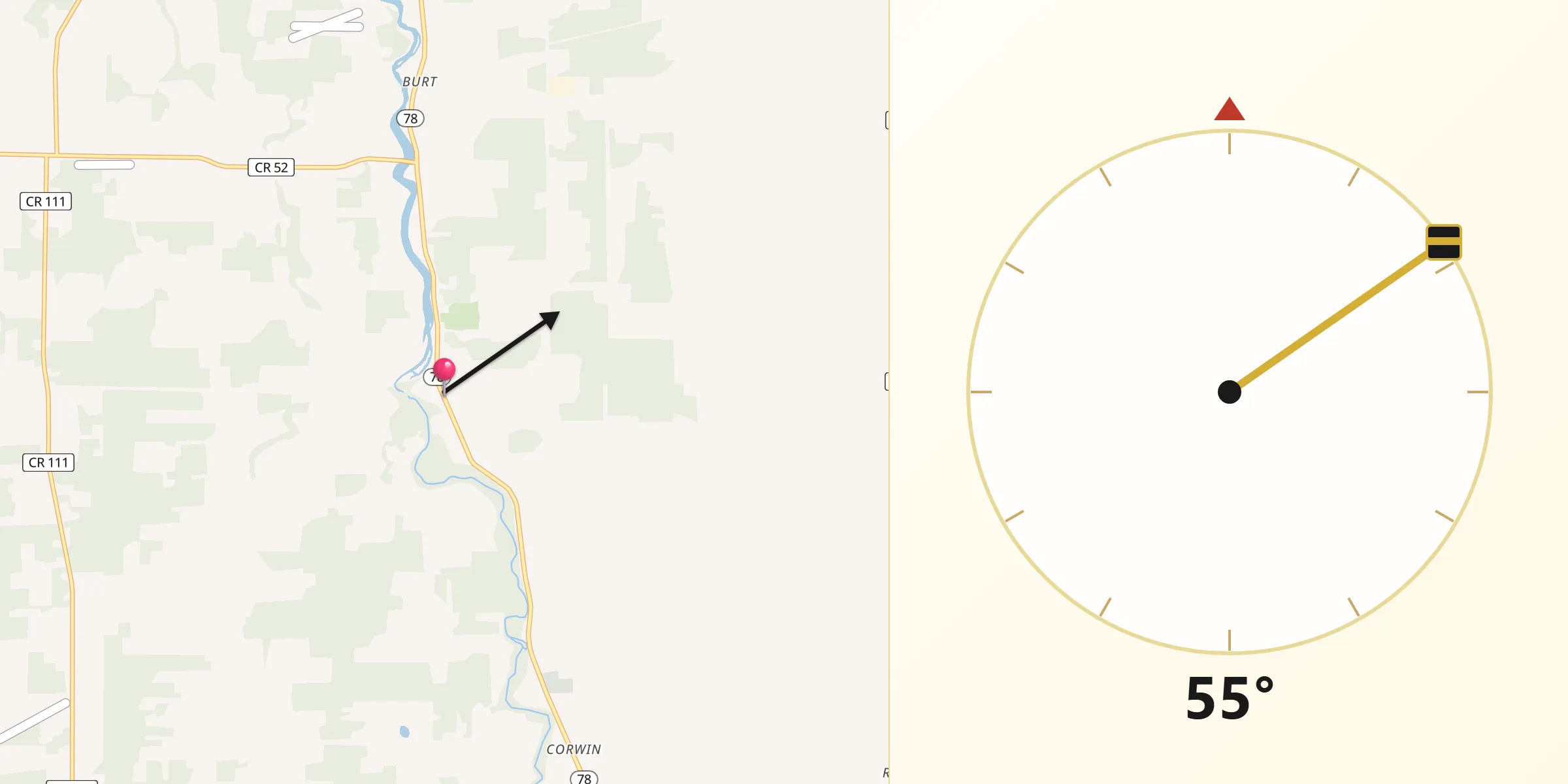 Qibla Direction from Newfane