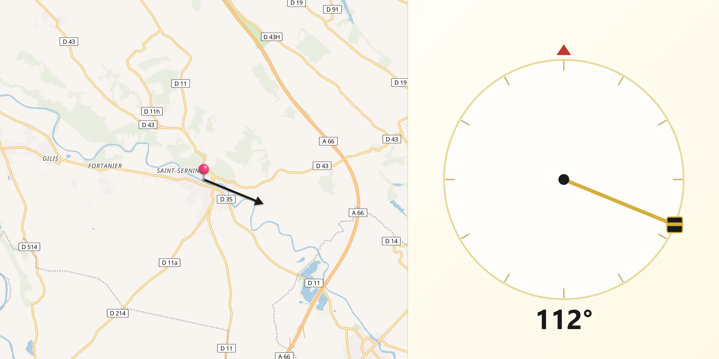Direction vers la Qibla depuis Calmont