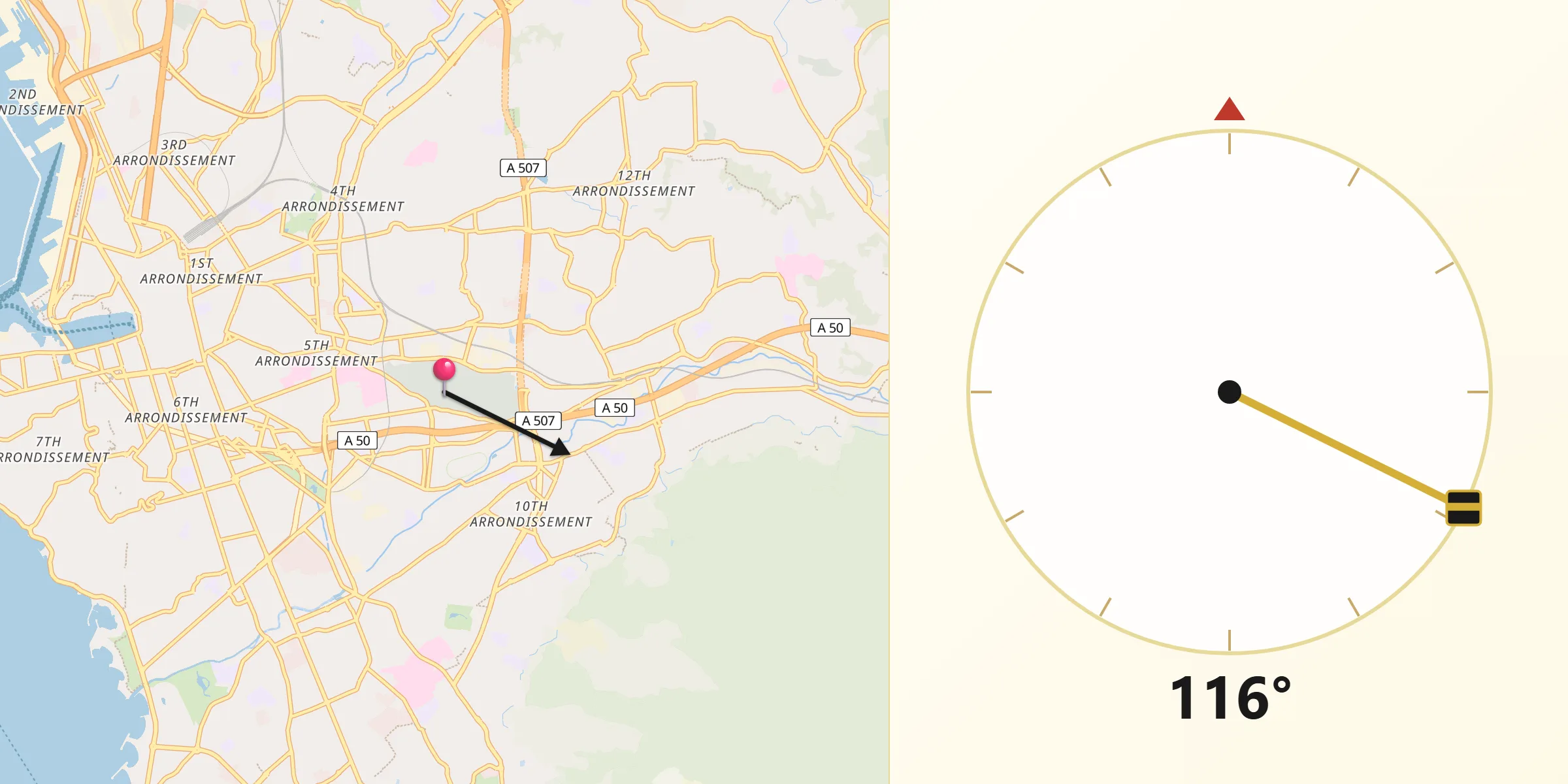 Direction vers la Qibla depuis La Timone