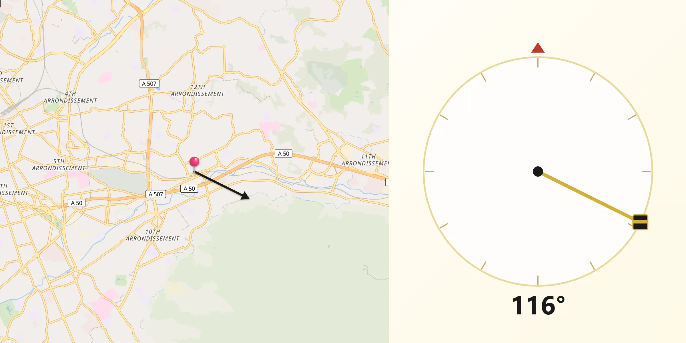 Direction vers la Qibla depuis Marseille 11