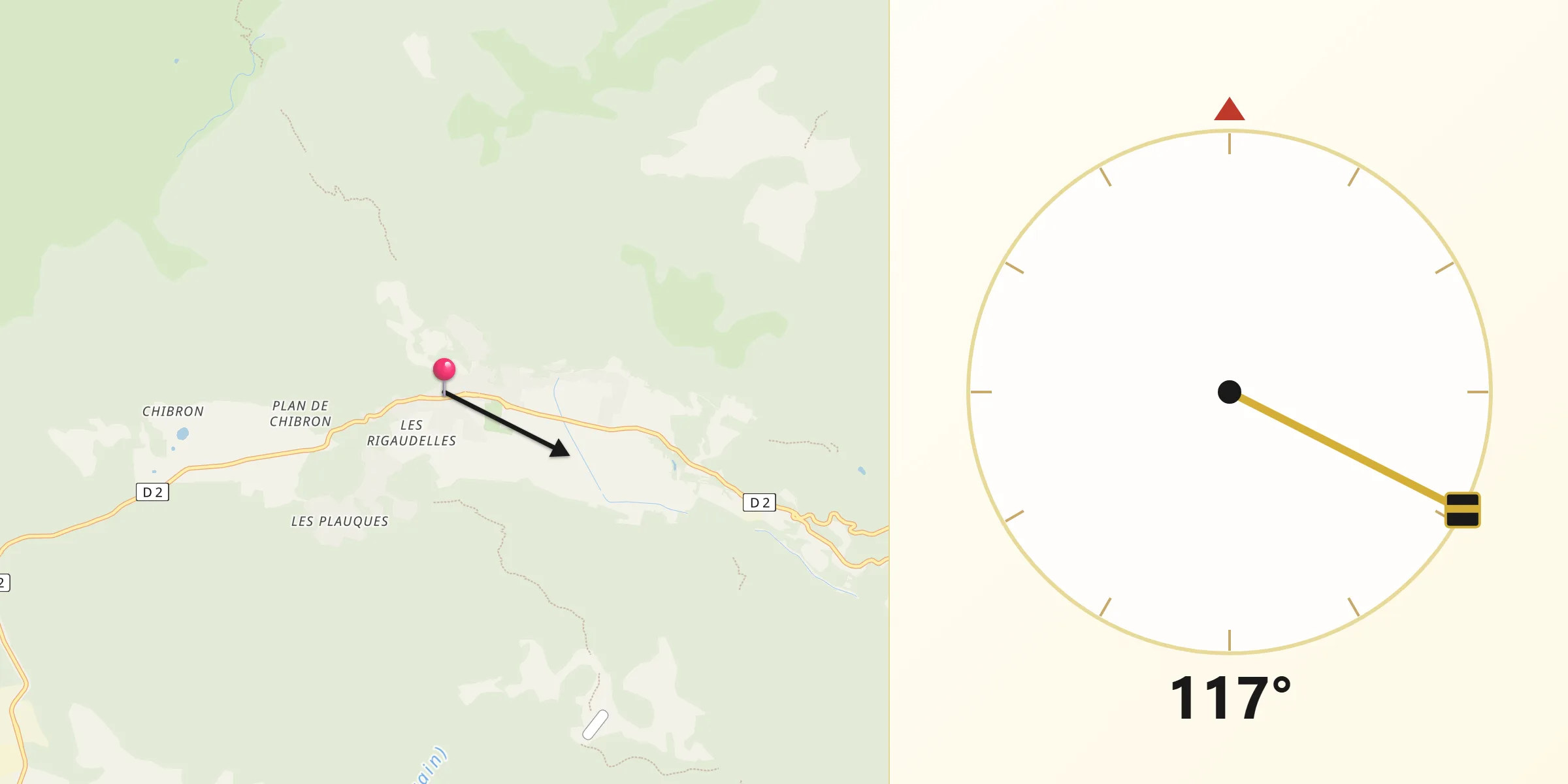 Direction vers la Qibla depuis Signes