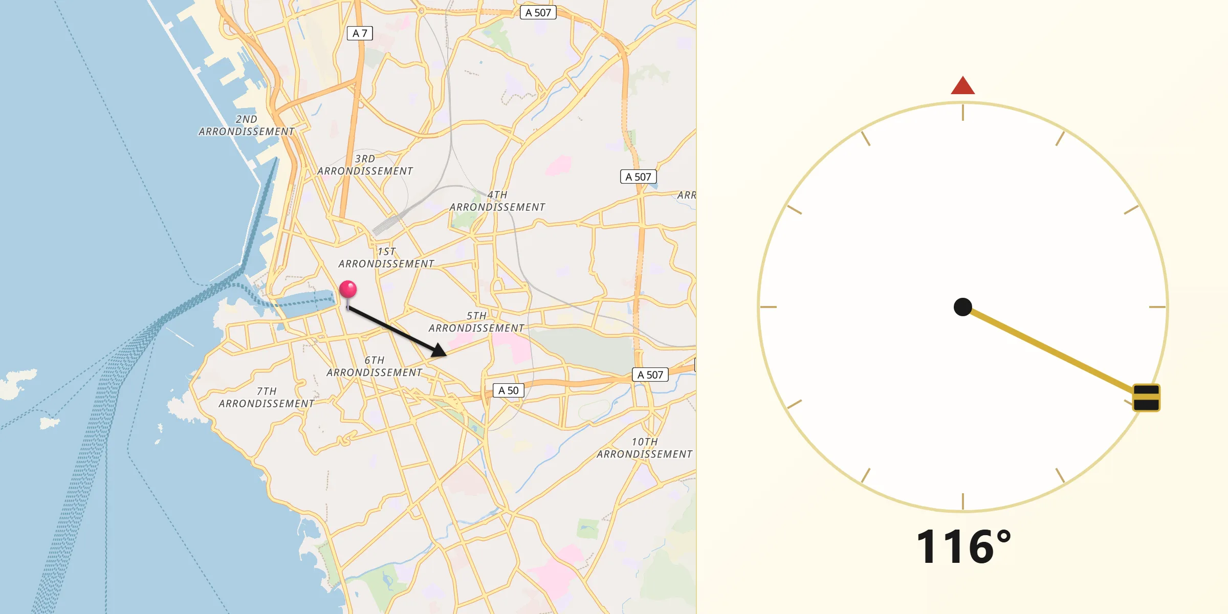Direction vers la Qibla depuis Opéra
