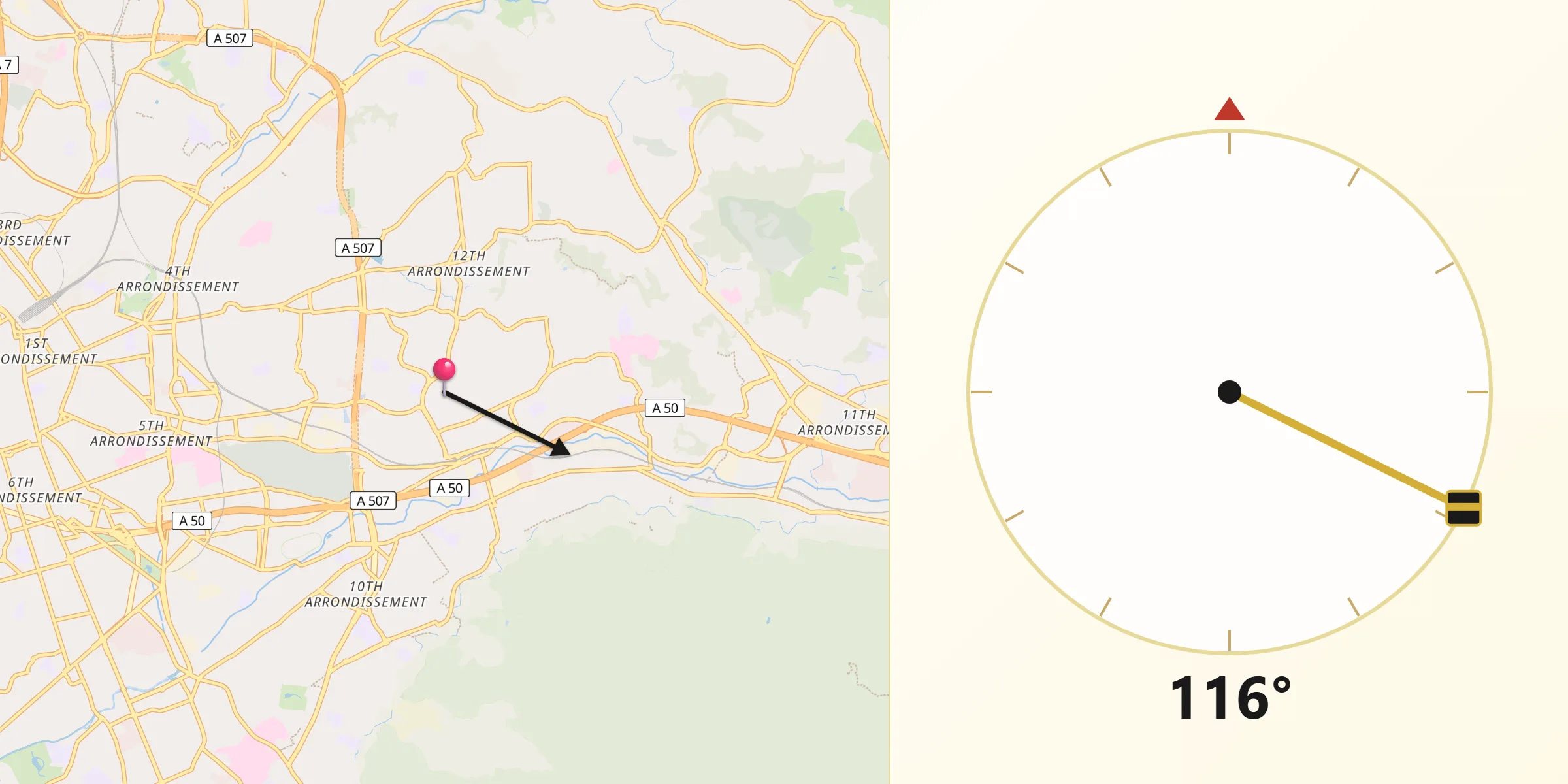 Direction vers la Qibla depuis Marseille 12