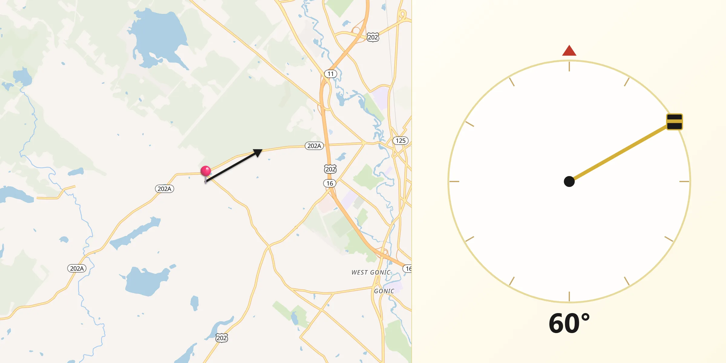 Qibla Direction from Strafford County