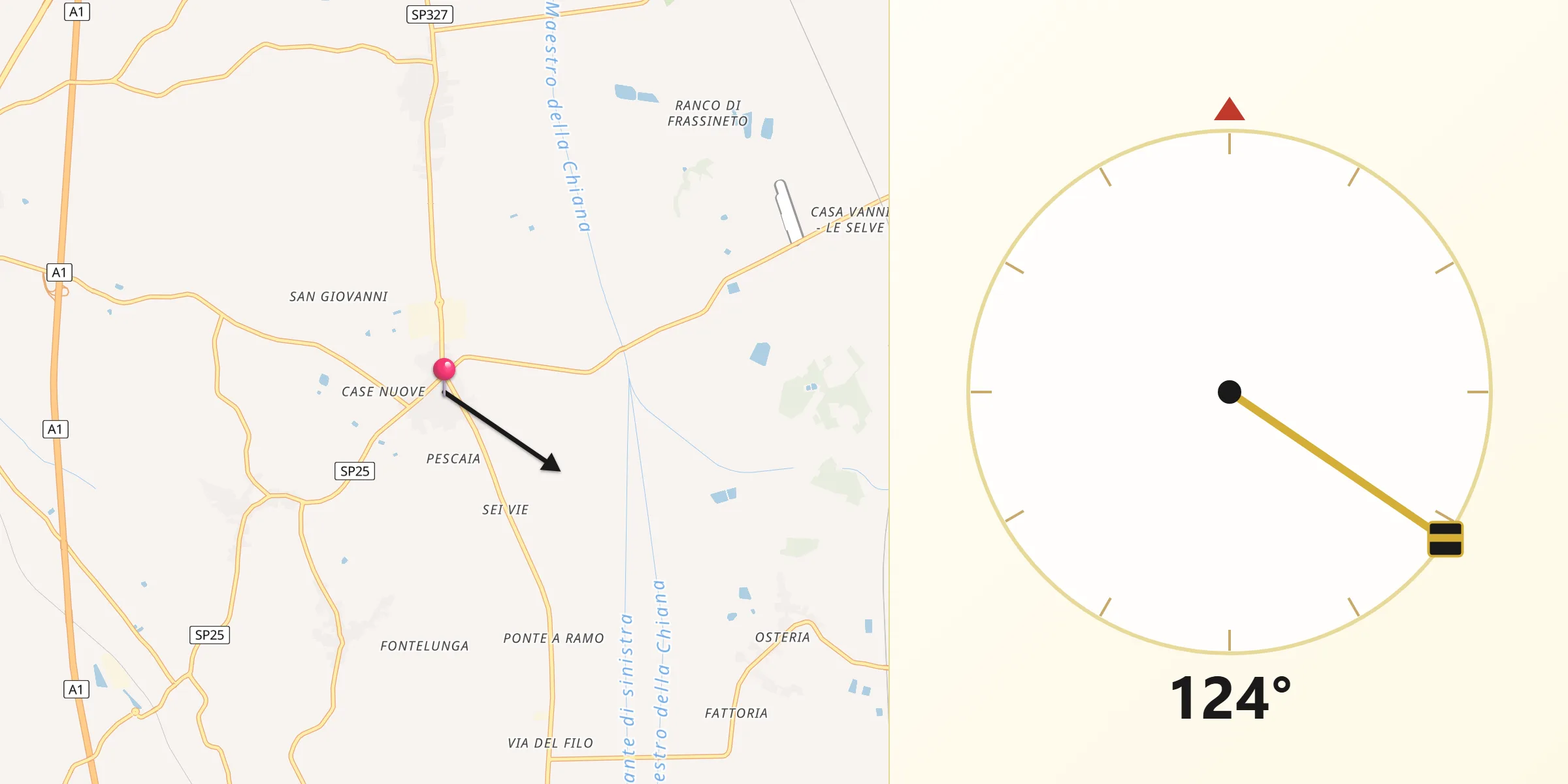 Direzione della Qibla da Cesa