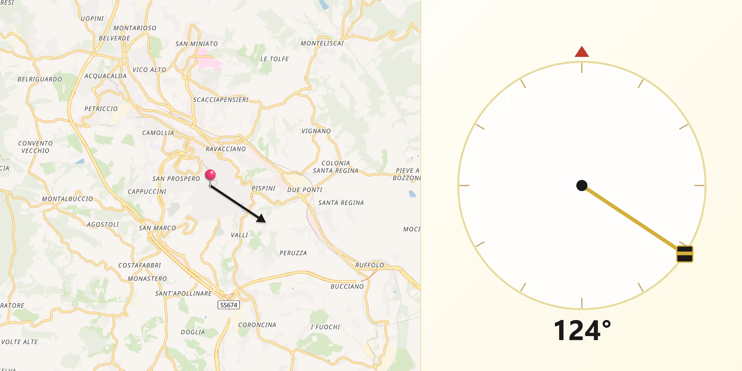 Direzione della Qibla da Siena