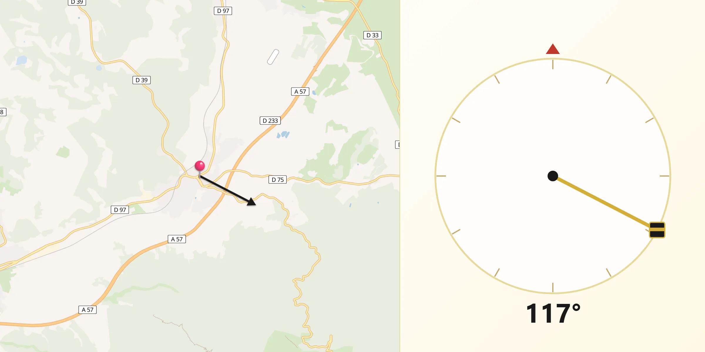 Direction vers la Qibla depuis Gonfaron