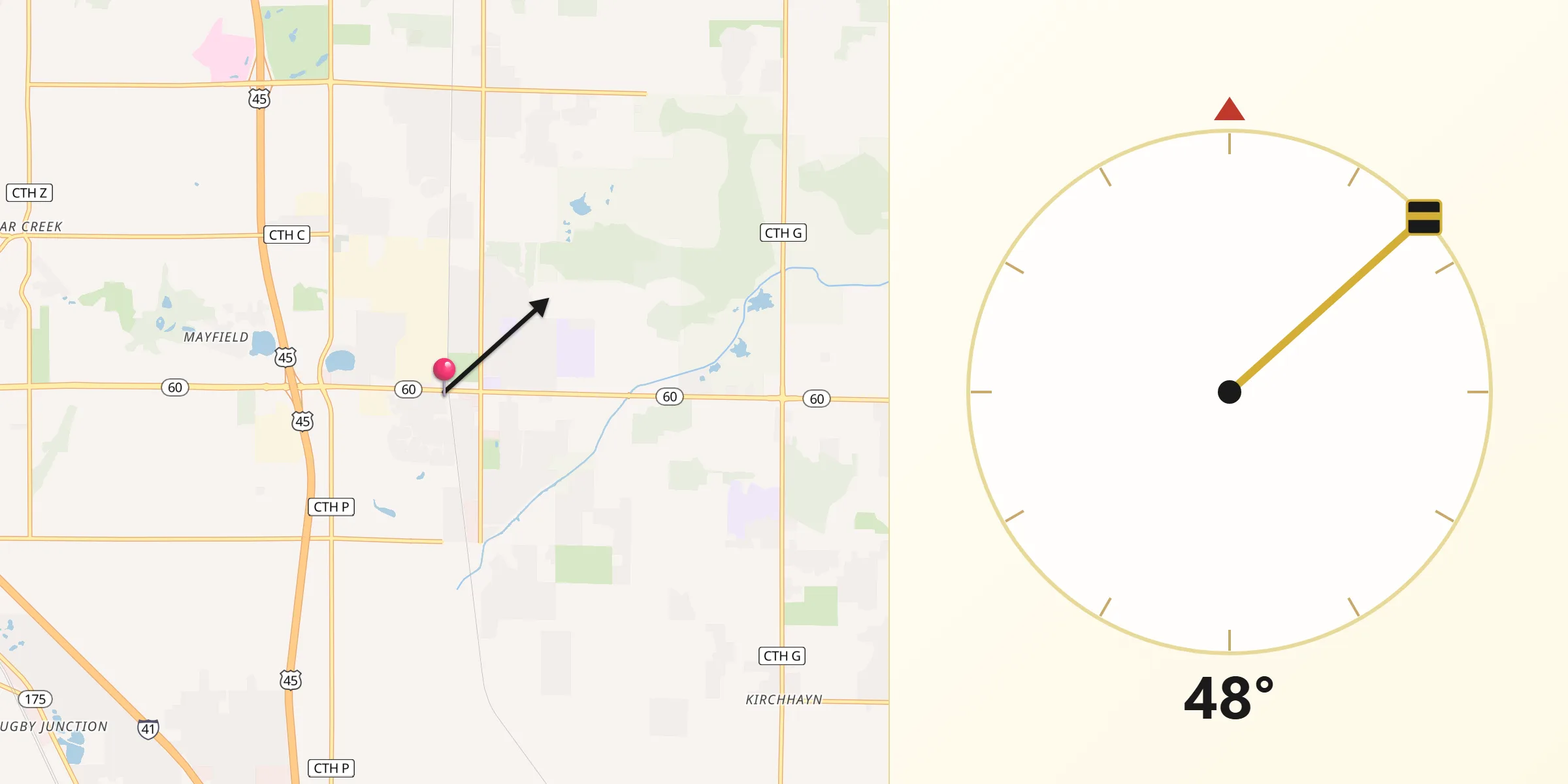Dirección de la Qibla desde Jackson