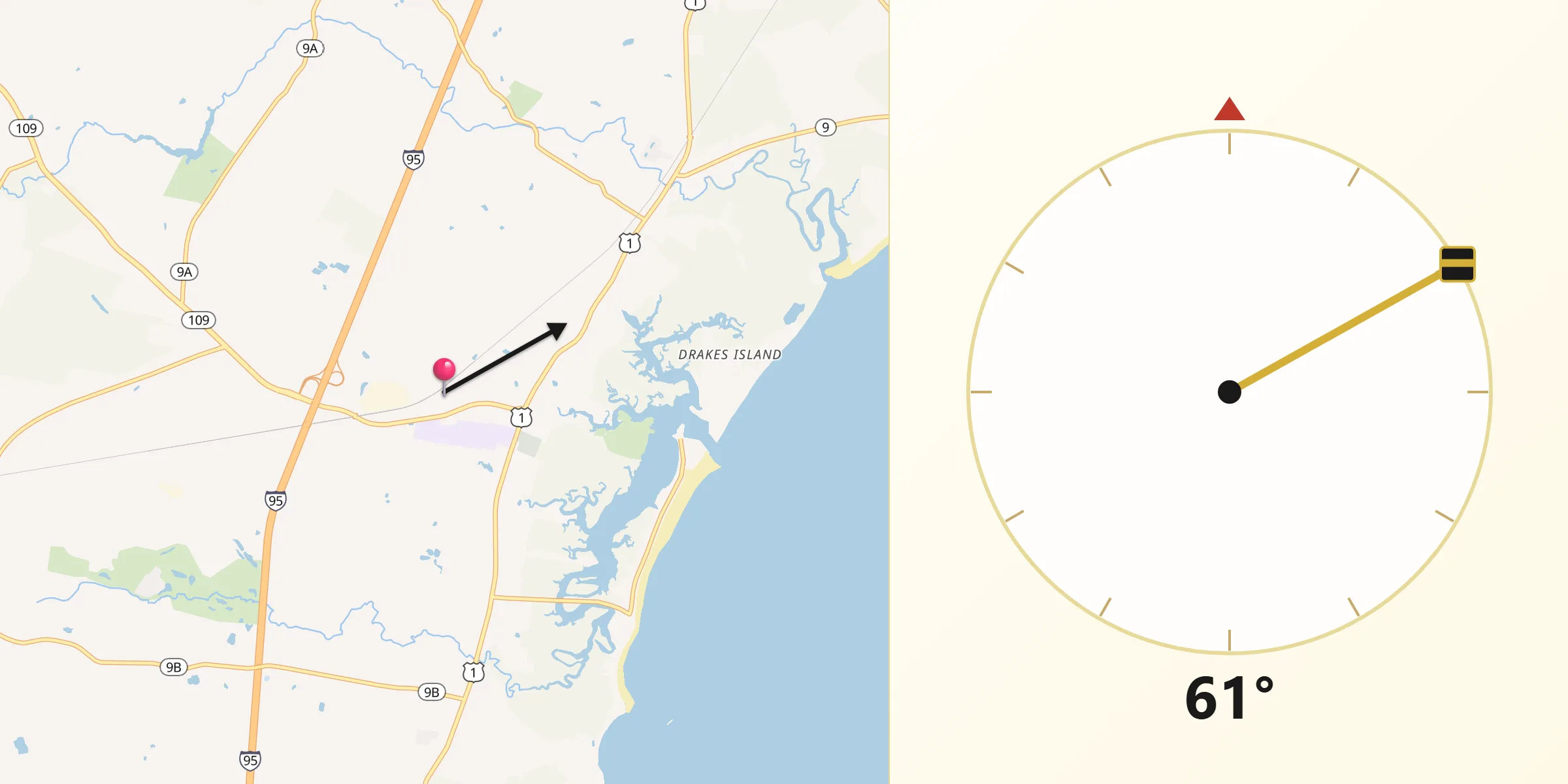 Qibla Direction from Wells Beach Station