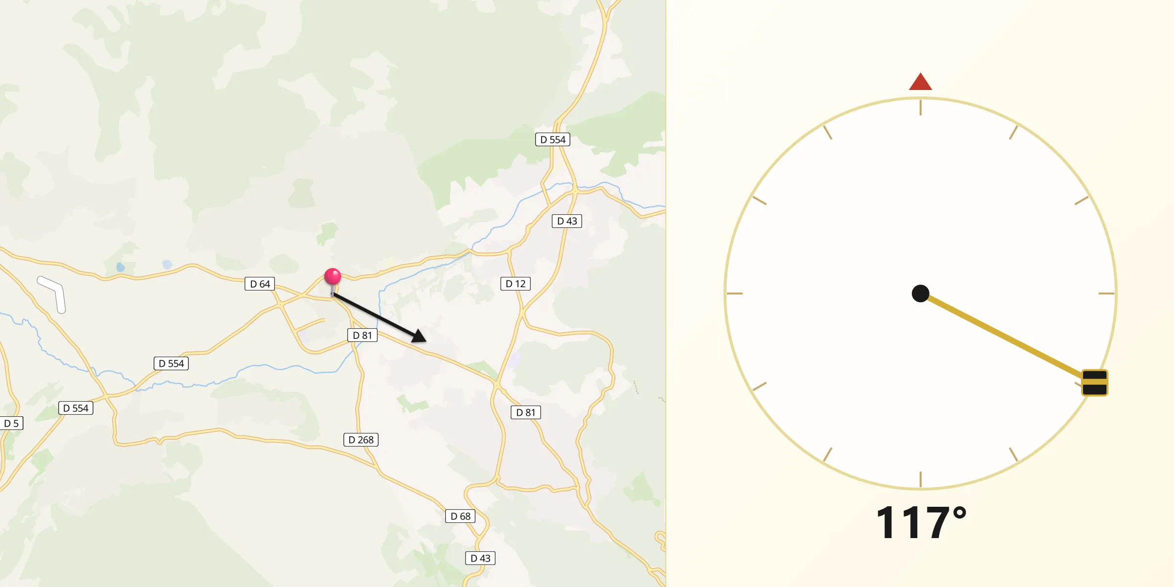 Direction vers la Qibla depuis Garéoult