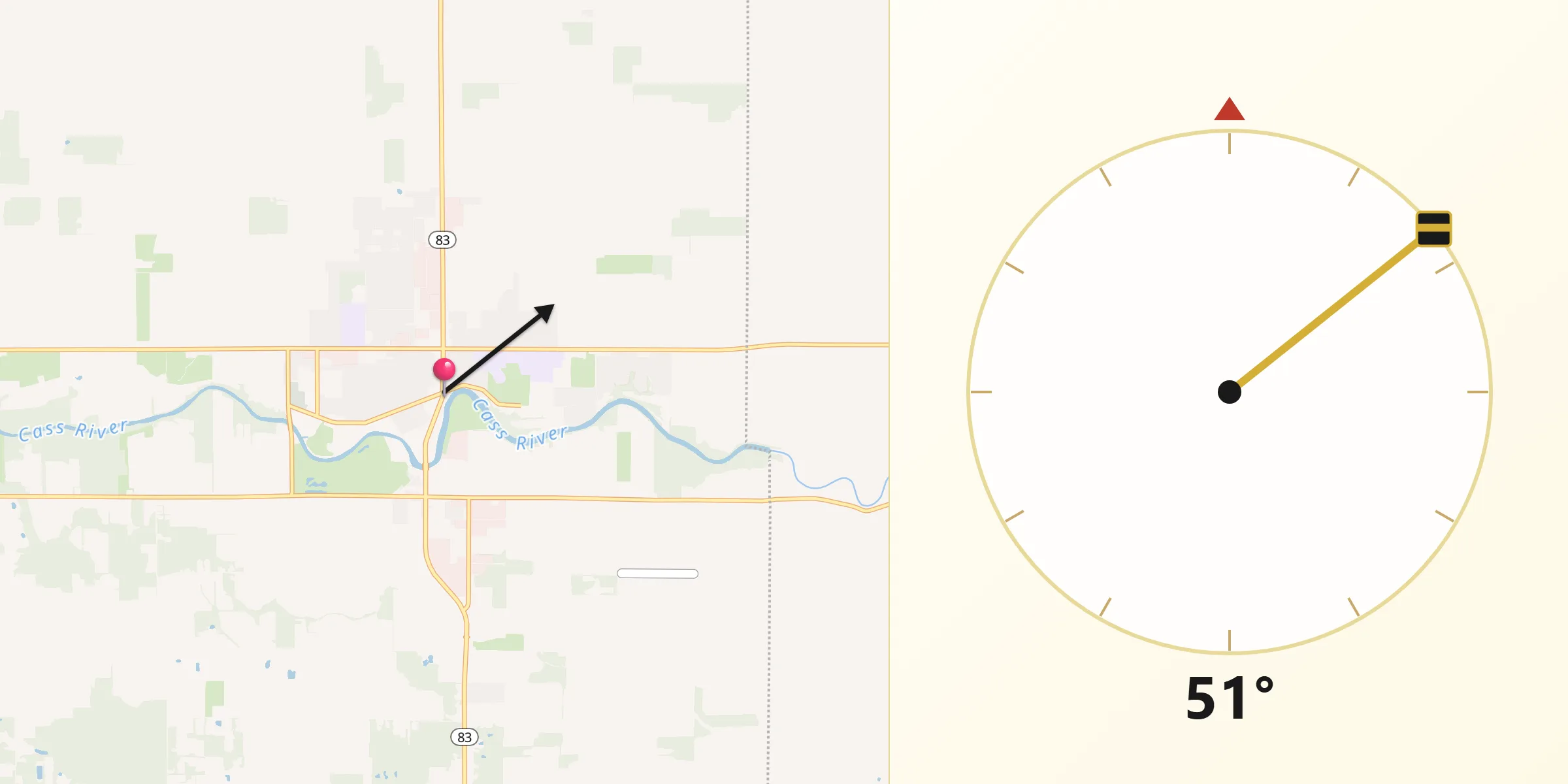 Qibla Direction from Frankenmuth