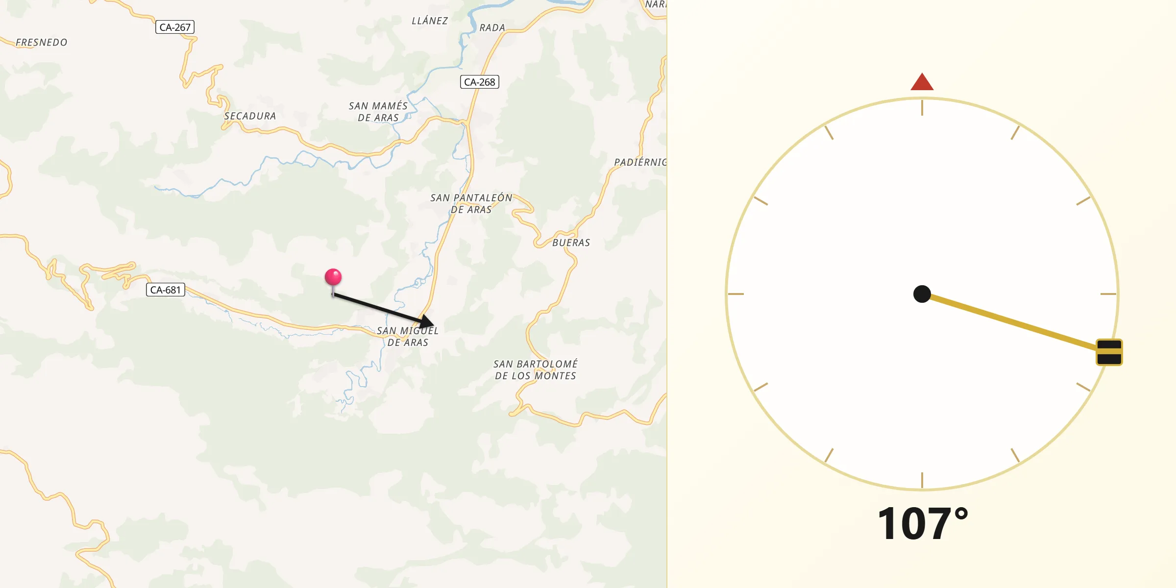 Dirección de la Qibla desde Voto