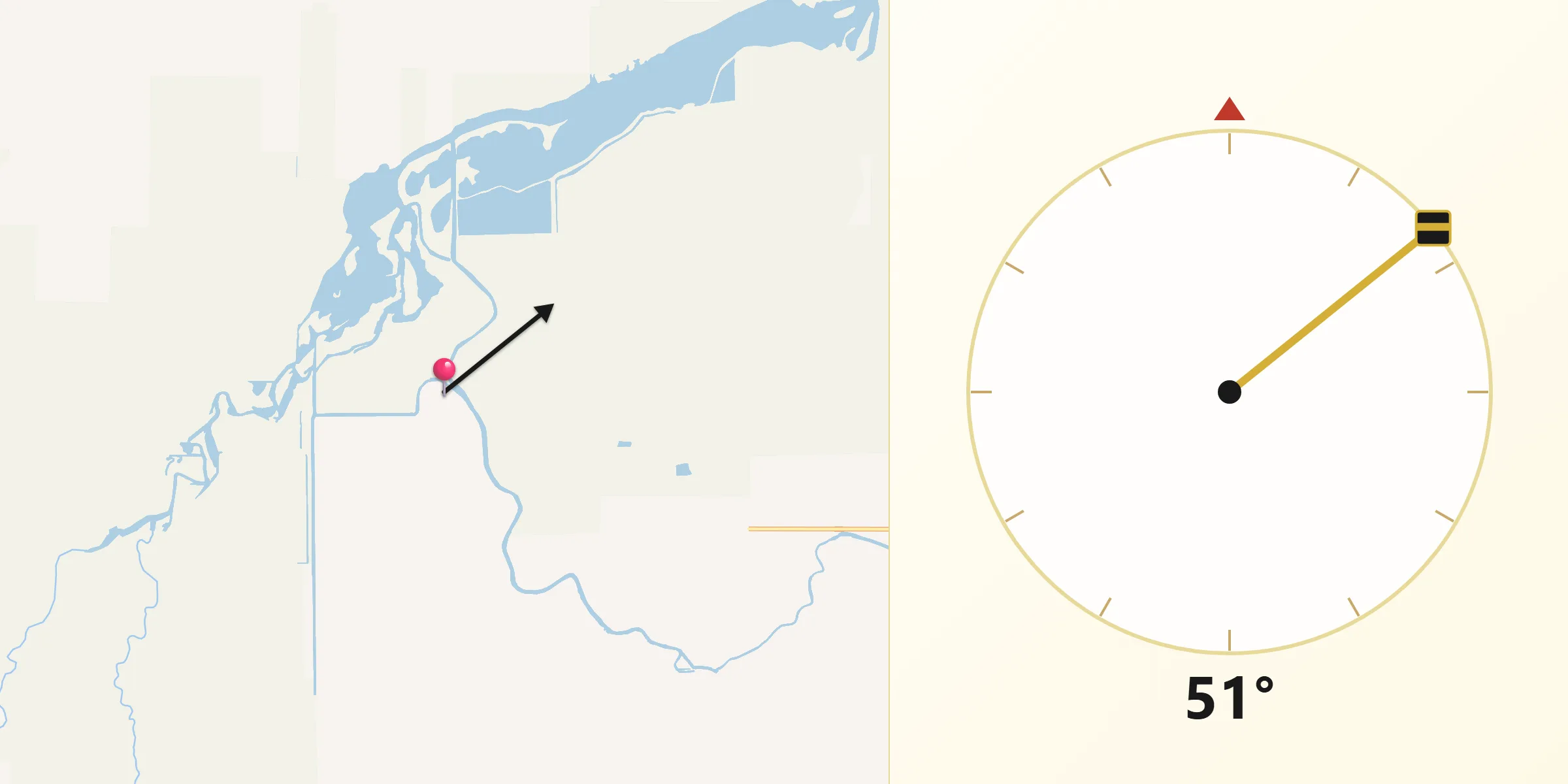 Qibla Direction from Saginaw County