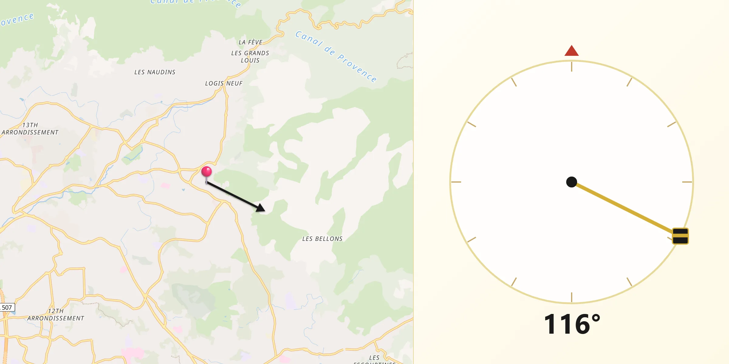 Direction vers la Qibla depuis Allauch