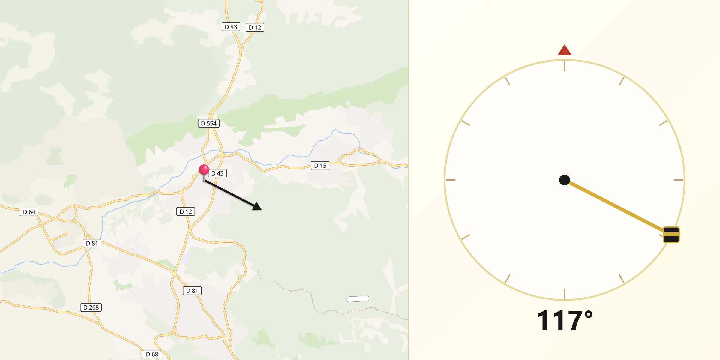 Direction vers la Qibla depuis Forcalqueiret