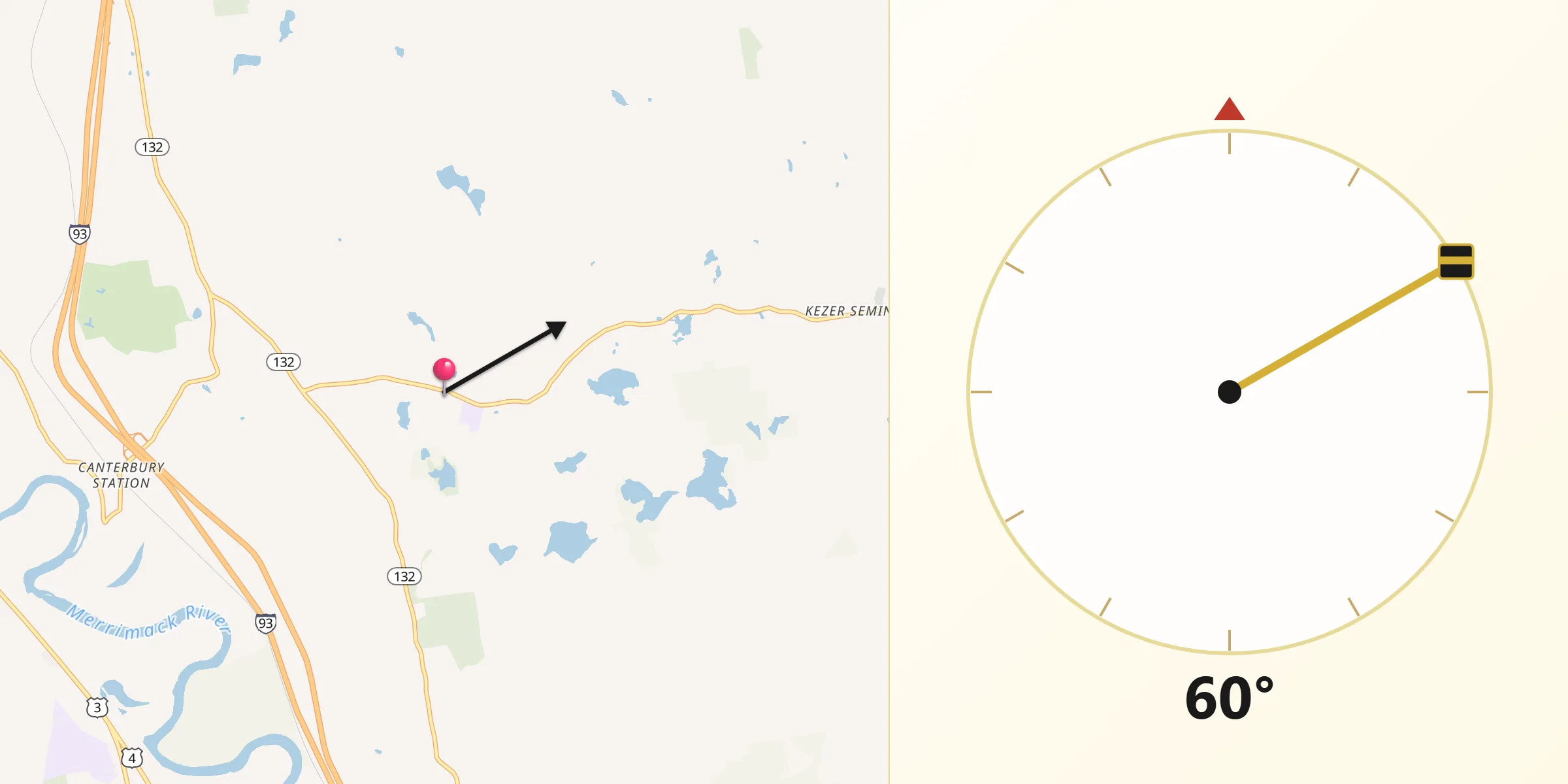 Qibla Direction from Canterbury
