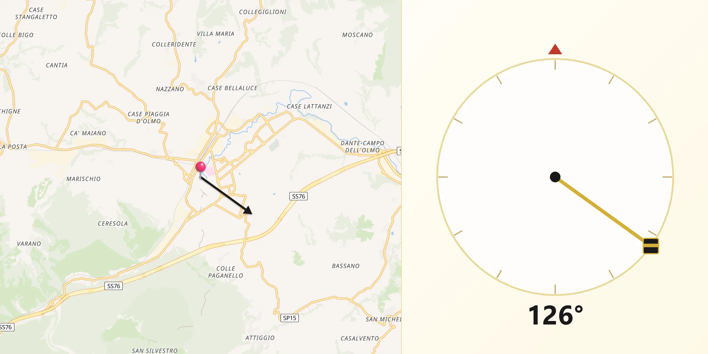 Direzione della Qibla da Fabriano
