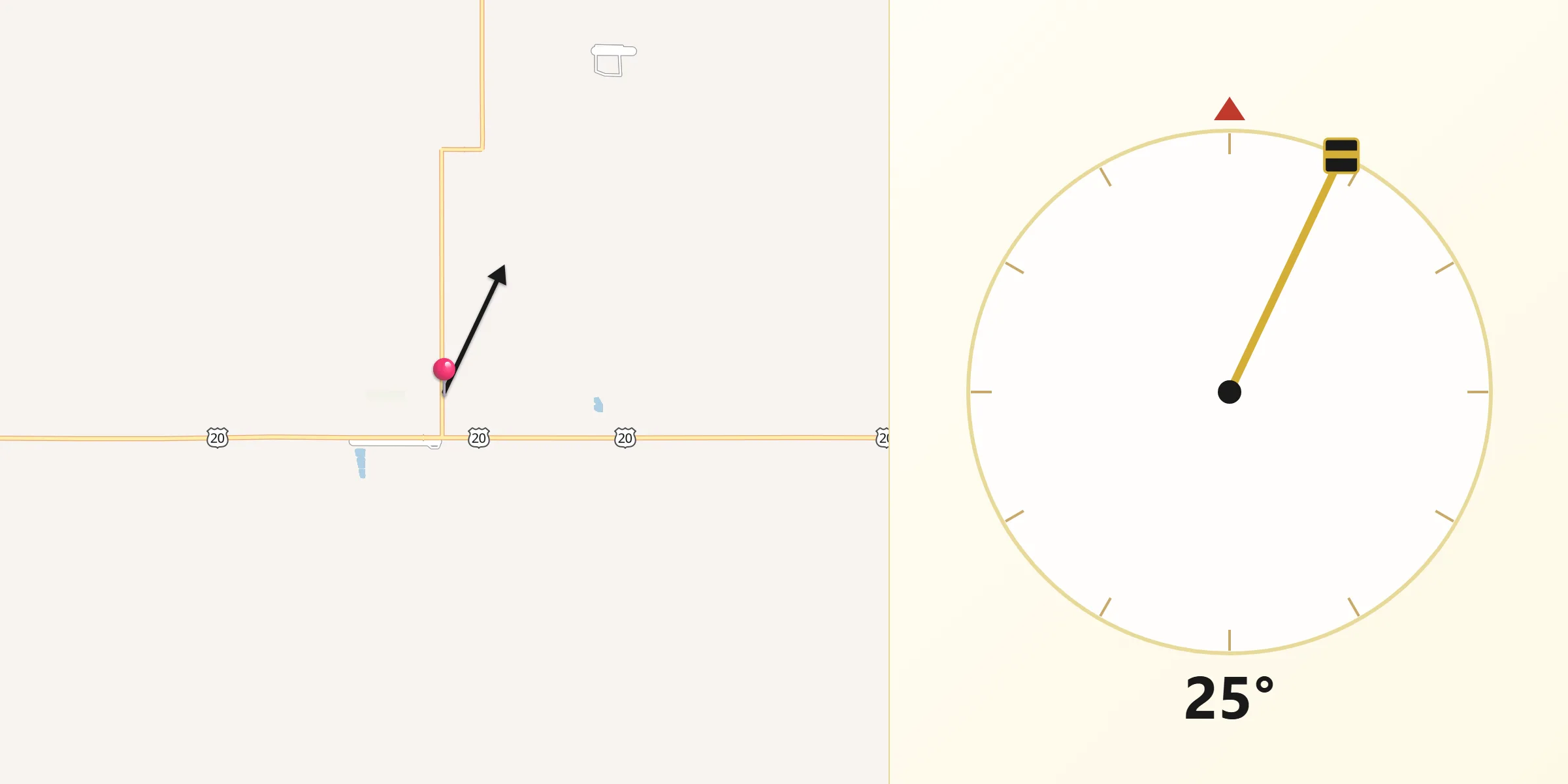 Dirección de la Qibla desde Fairfield