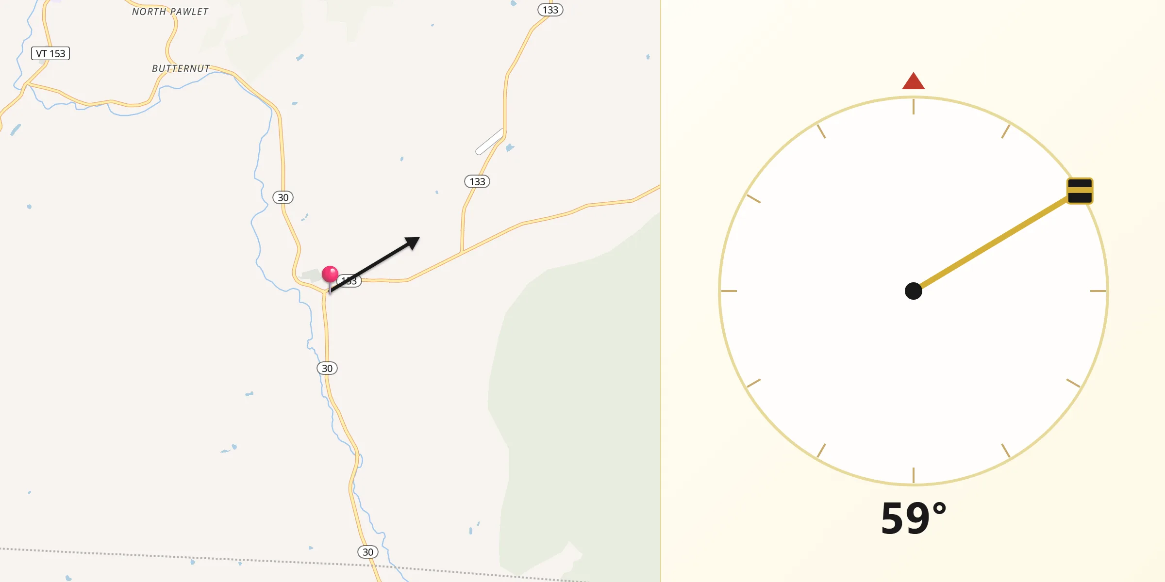Qibla Direction from Pawlet