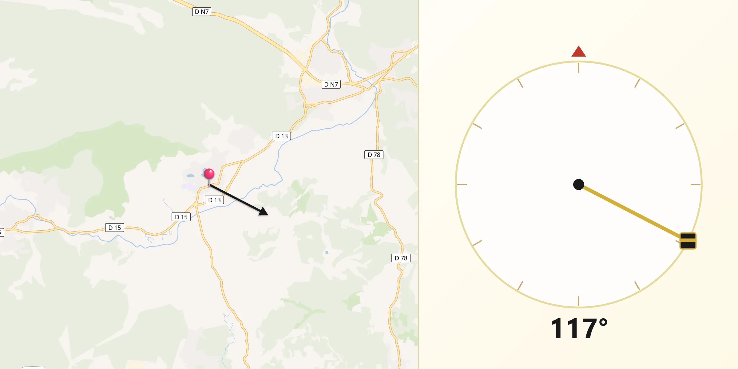 Direction vers la Qibla depuis Besse-sur-Issole