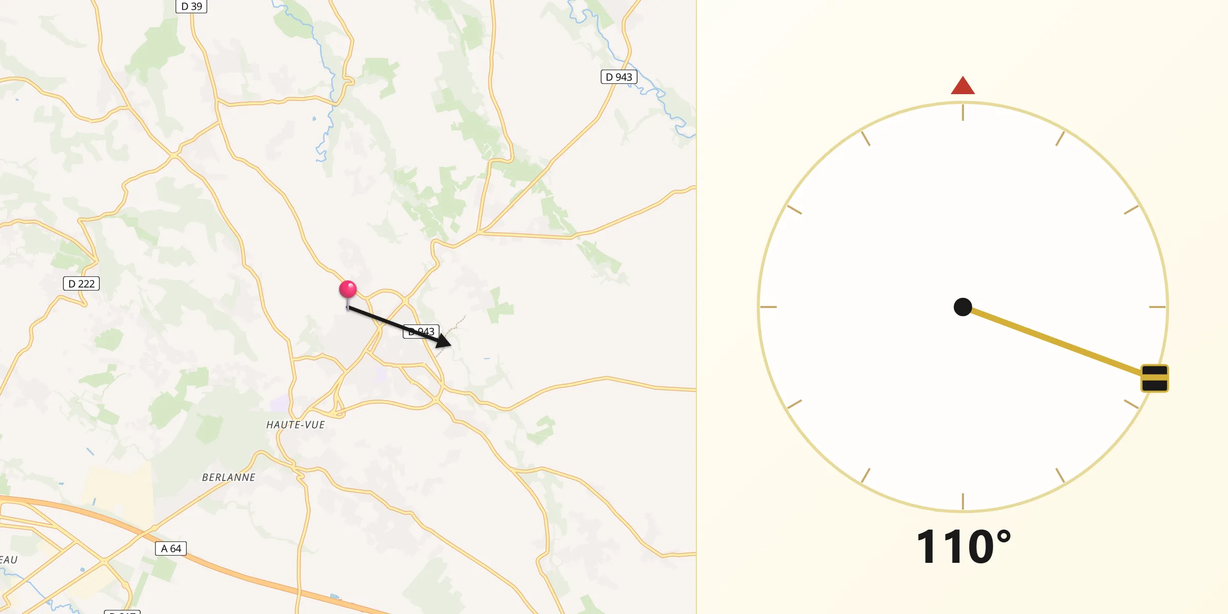 Direction vers la Qibla depuis Morlaas