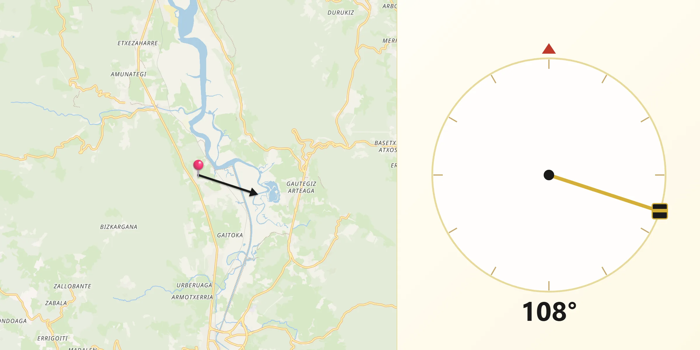 Dirección de la Qibla desde Murueta