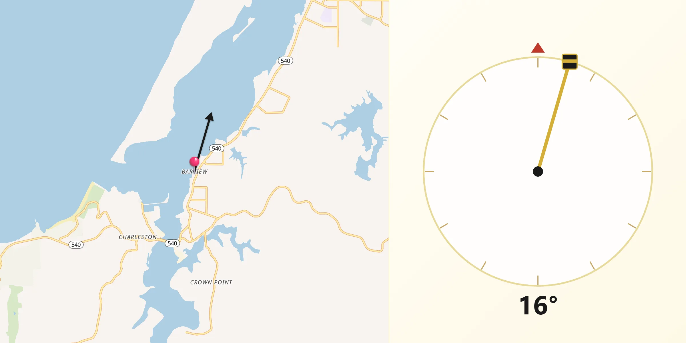 Qibla Direction from Barview