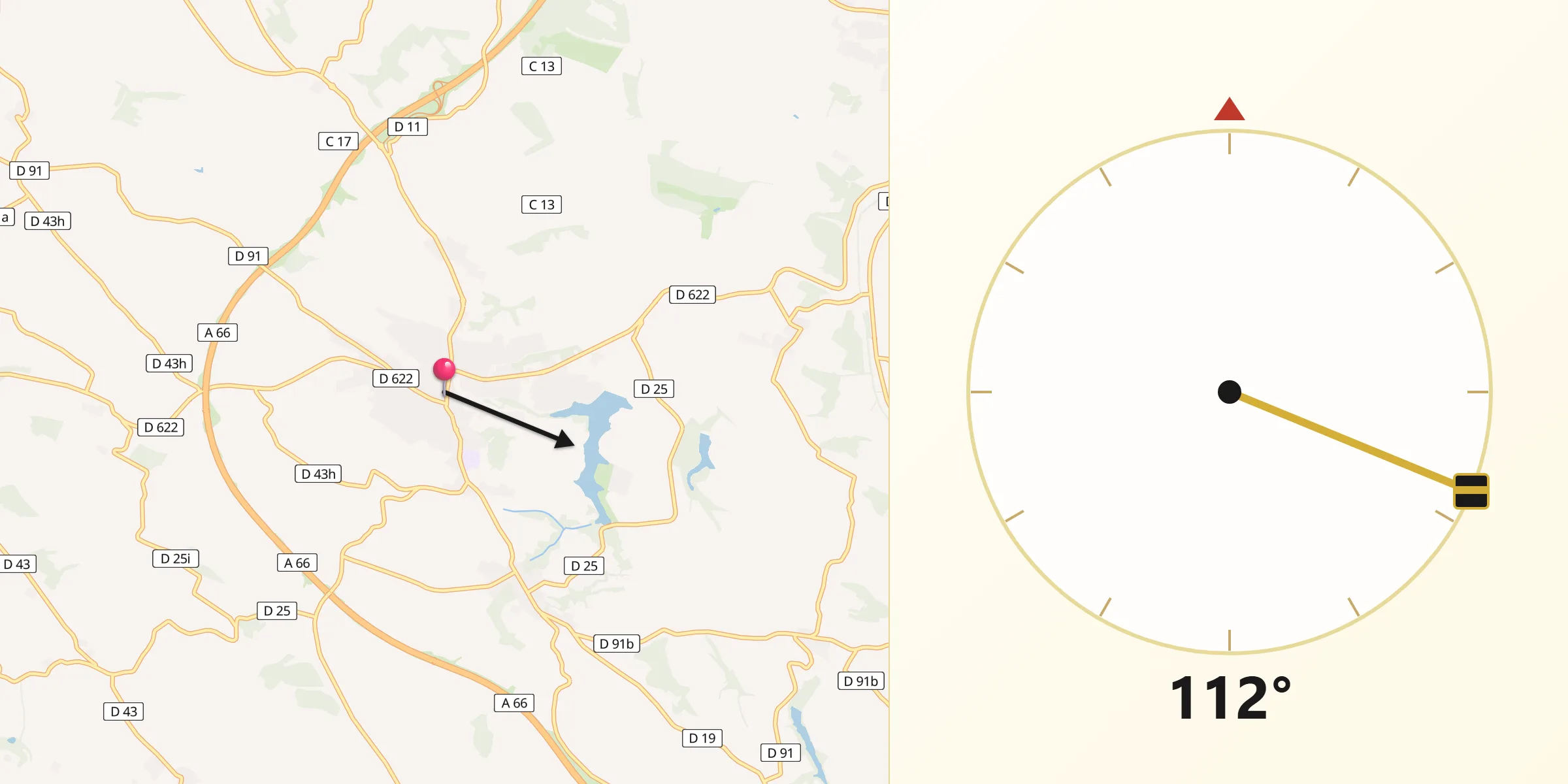 Direction vers la Qibla depuis Nailloux