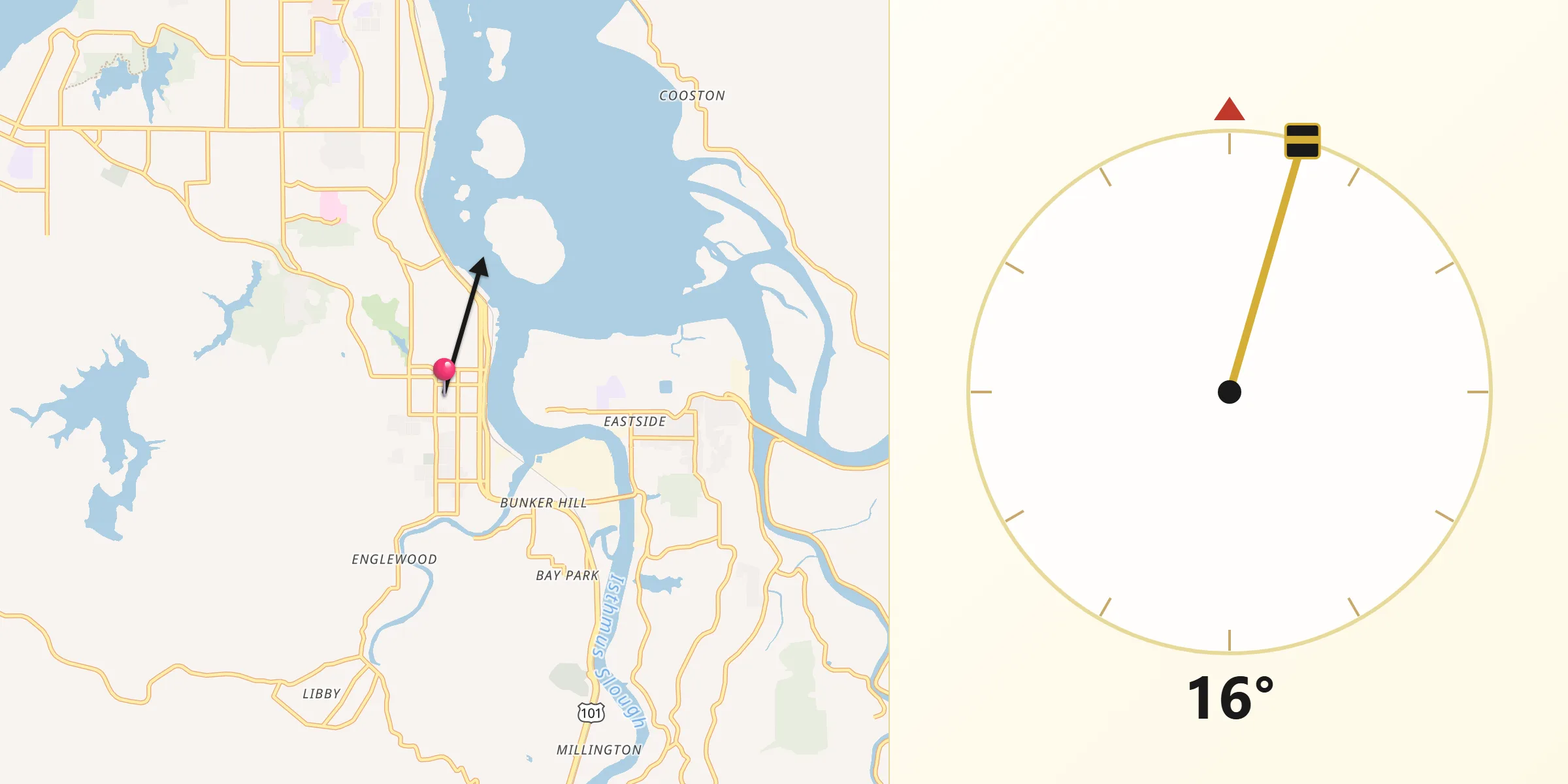 Qibla Direction from Coos Bay