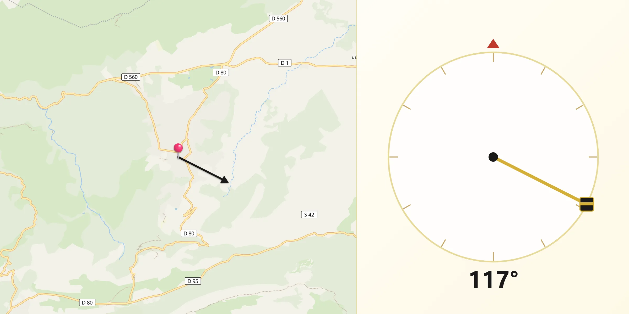 Direction vers la Qibla depuis Nans-les-Pins