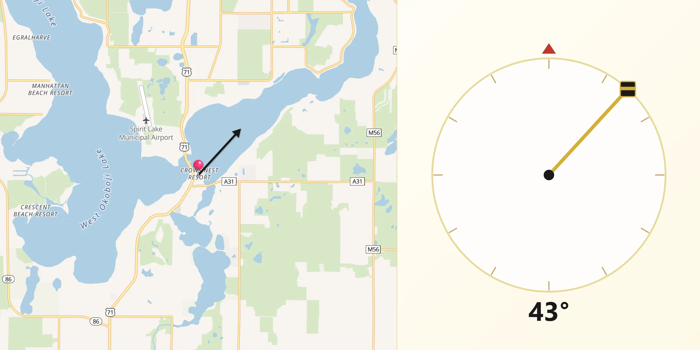 Qibla Direction from Arnolds Park