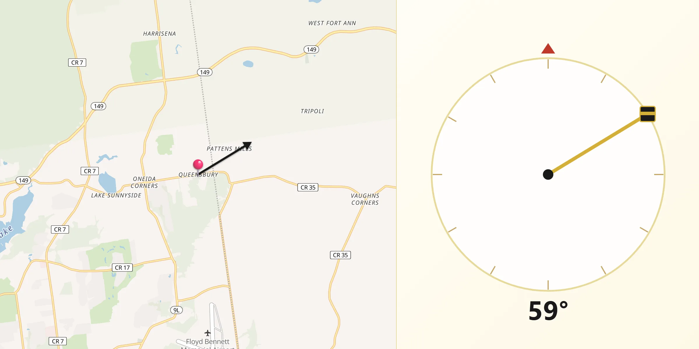 Qibla Direction from Queensbury