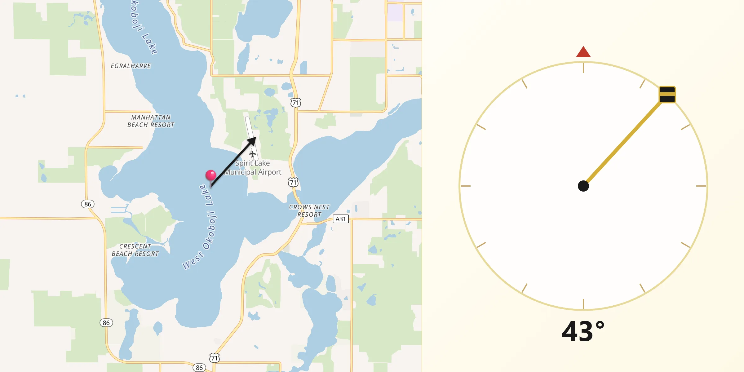 Qibla Direction from Dickinson