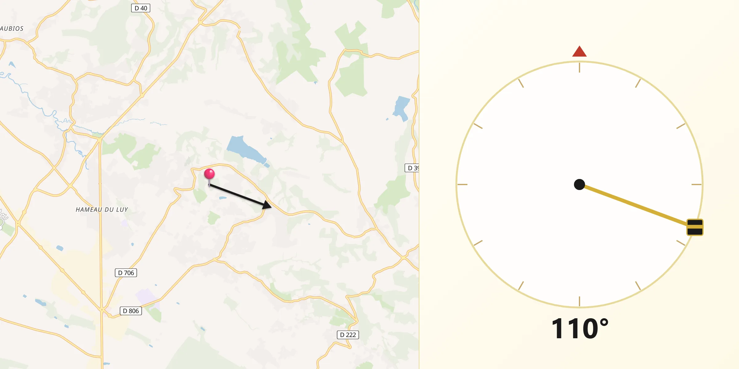 Direction vers la Qibla depuis Serres-Castet