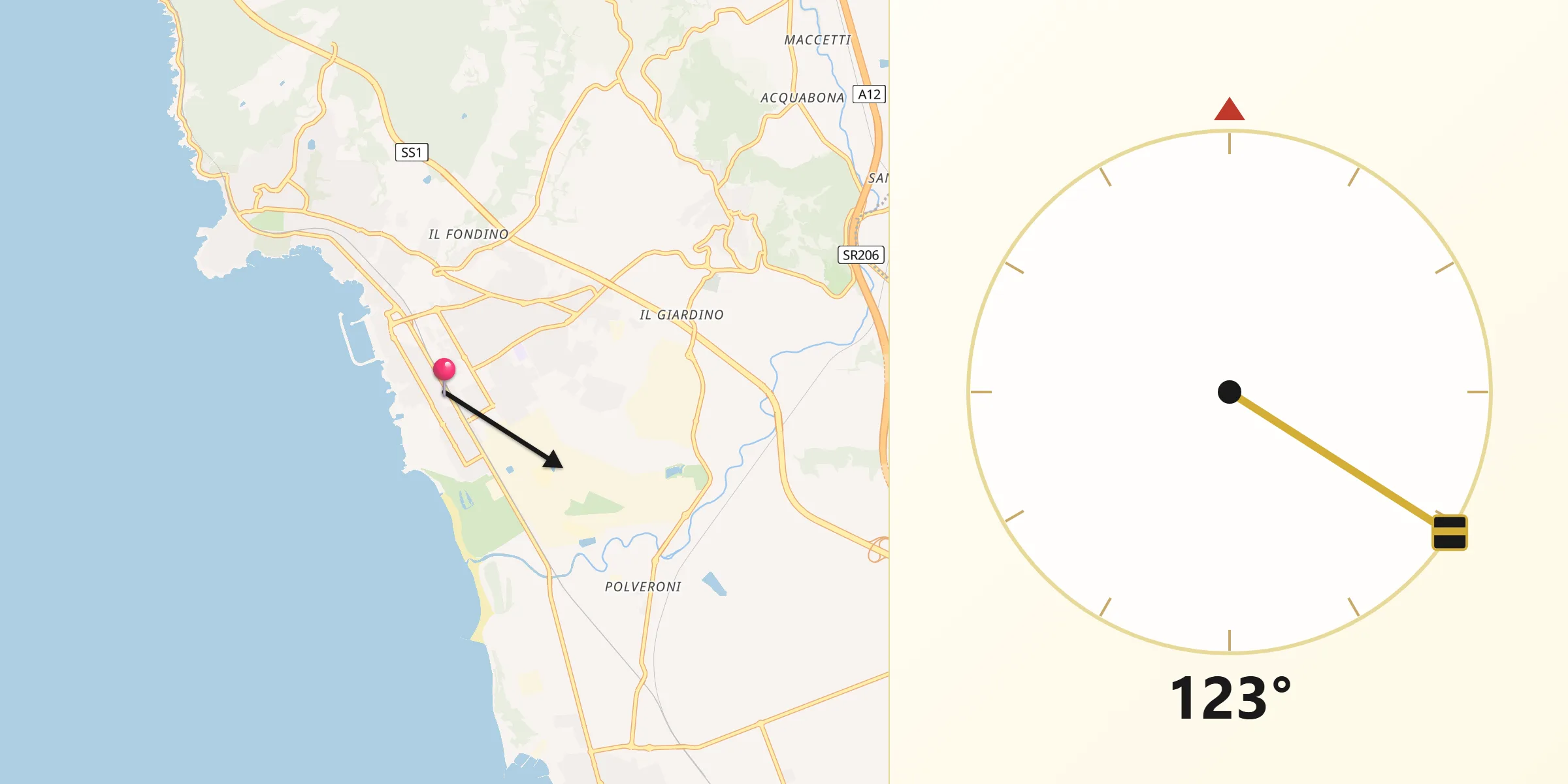 Direzione della Qibla da Rosignano