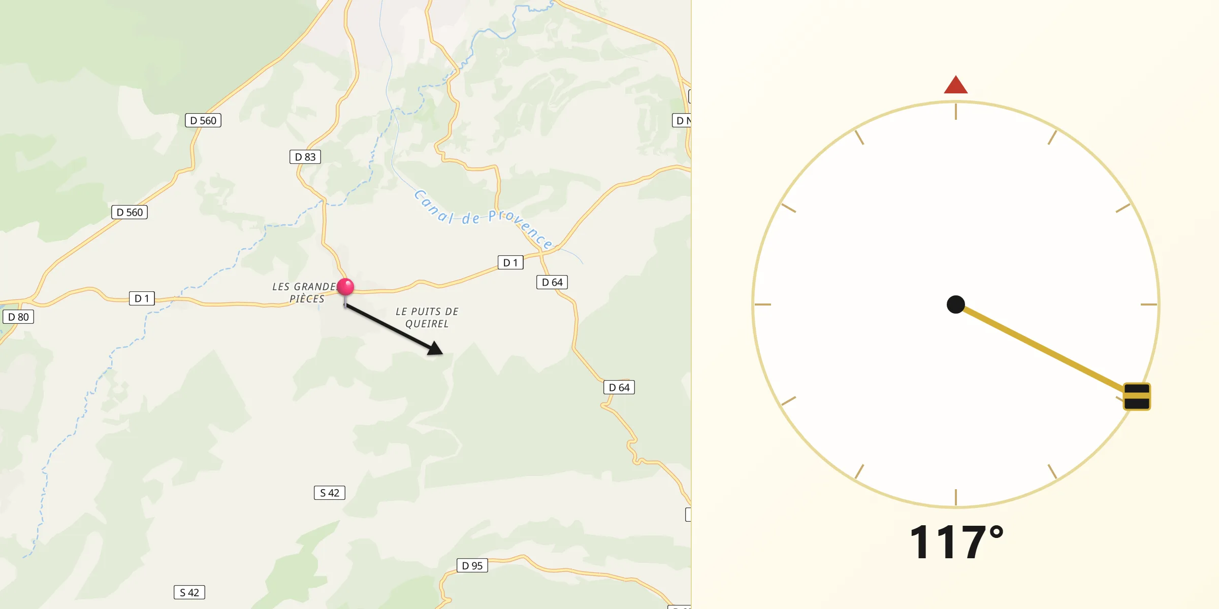 Direction vers la Qibla depuis Rougiers