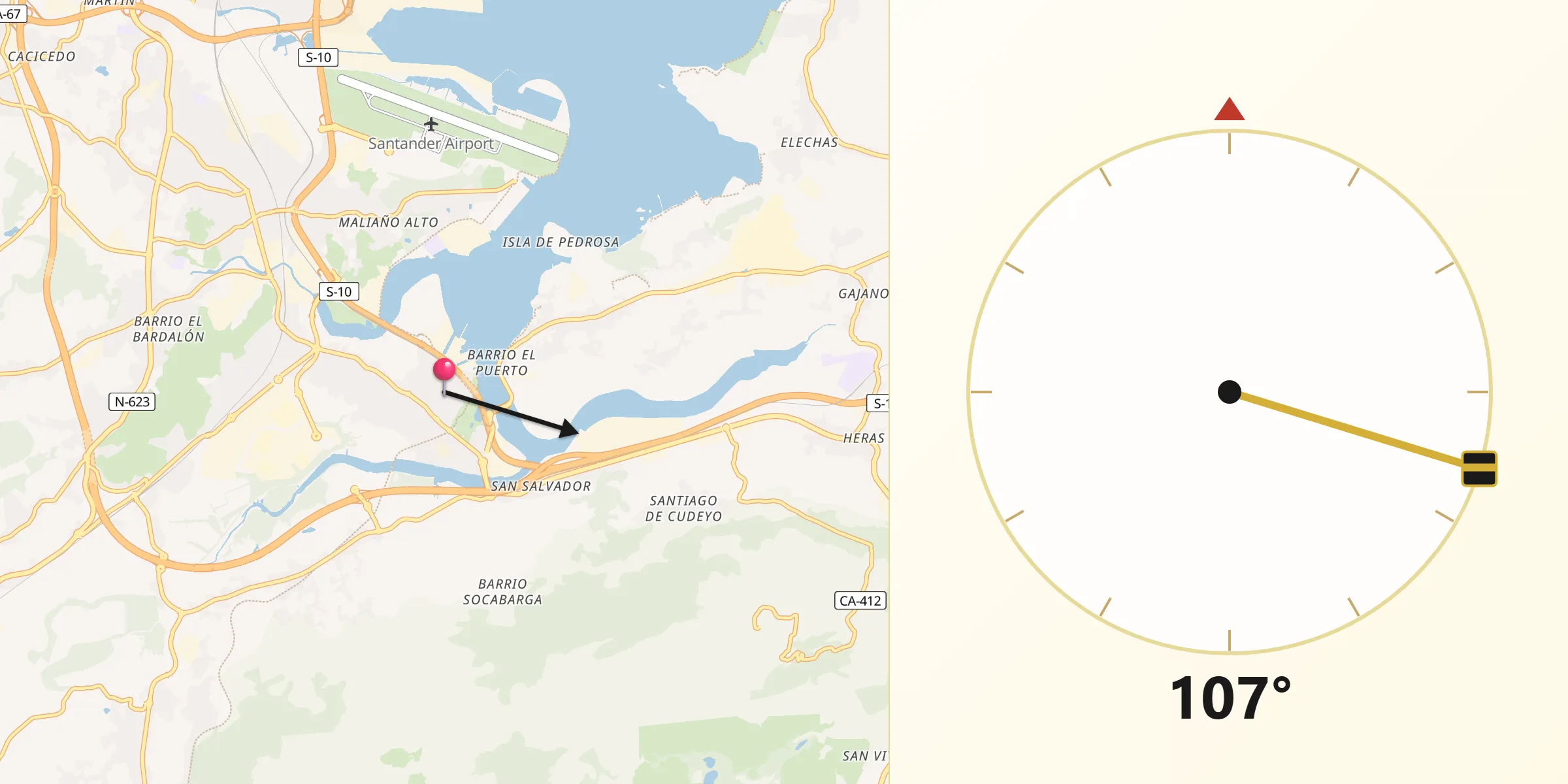 Dirección de la Qibla desde El Astillero