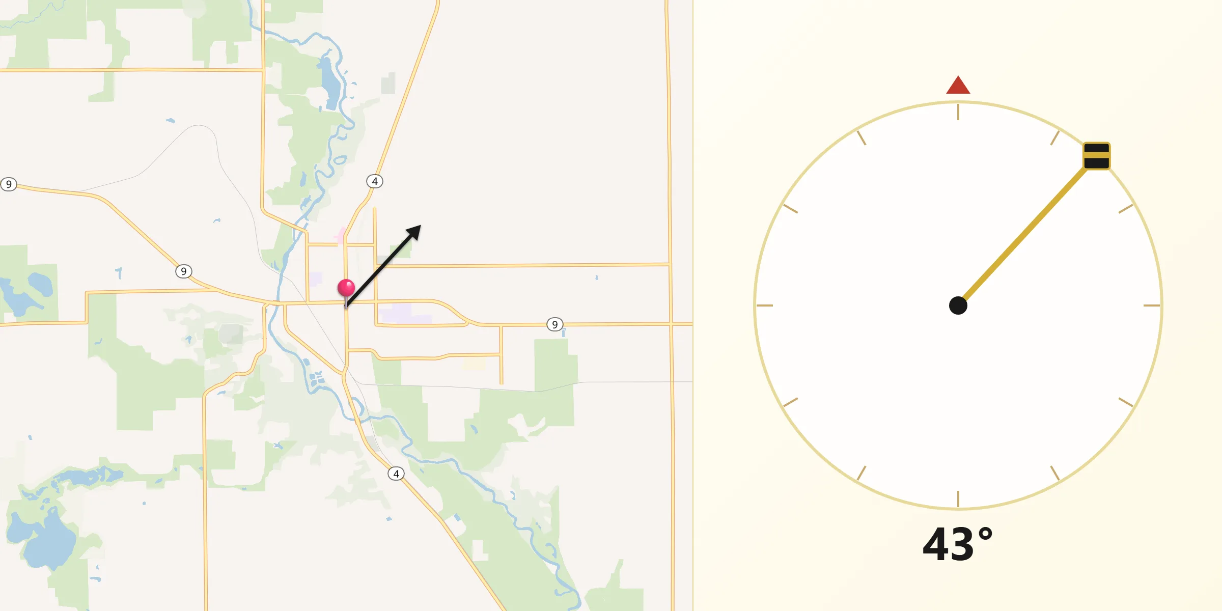 Qibla Direction from Estherville