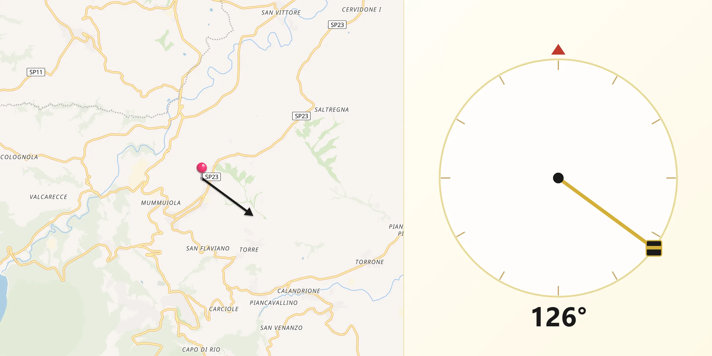 Direzione della Qibla da Strada