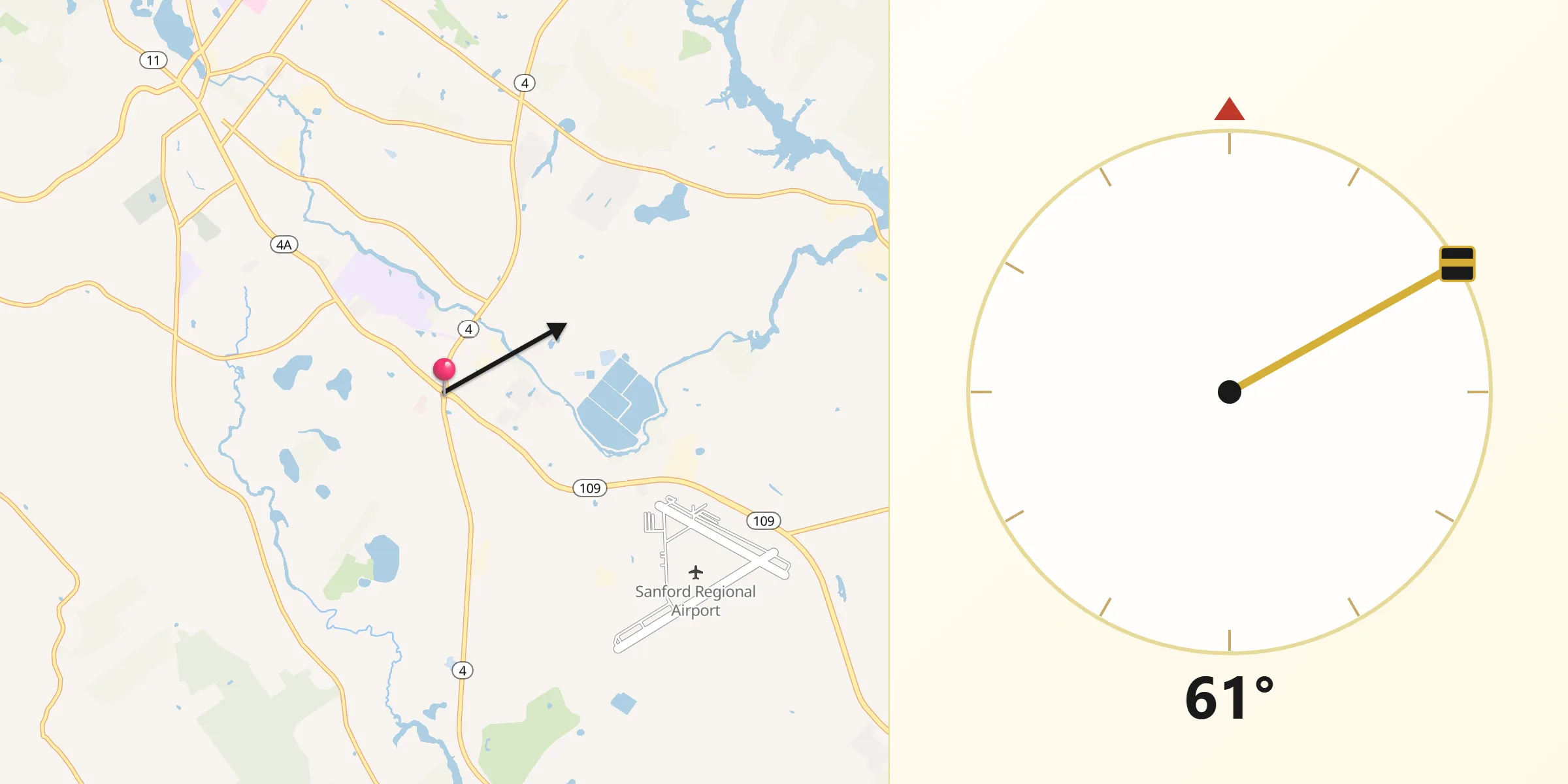 Qibla Direction from South Sanford
