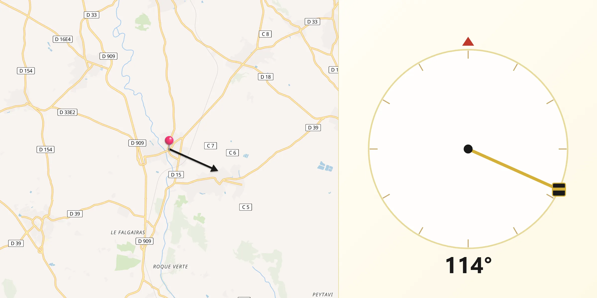Direction vers la Qibla depuis Lieuran-lès-Béziers