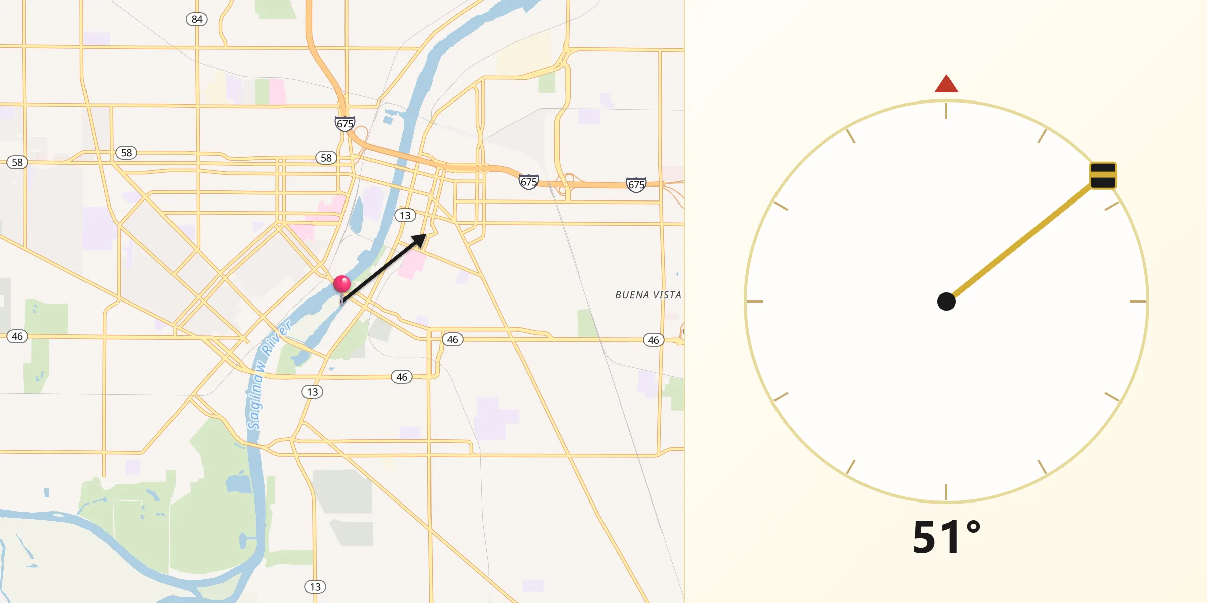 Qibla Direction from Saginaw