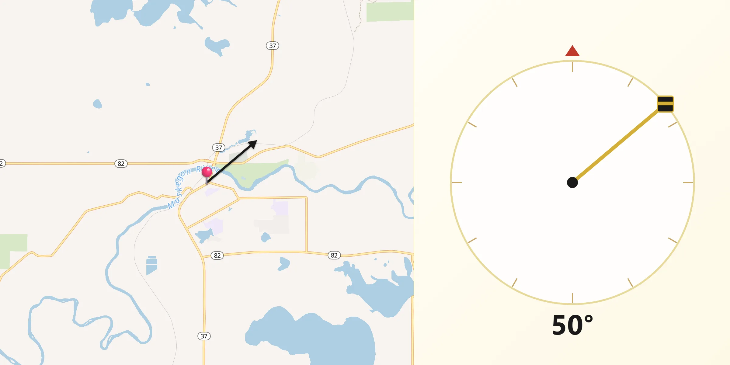 Qibla Direction from Newaygo