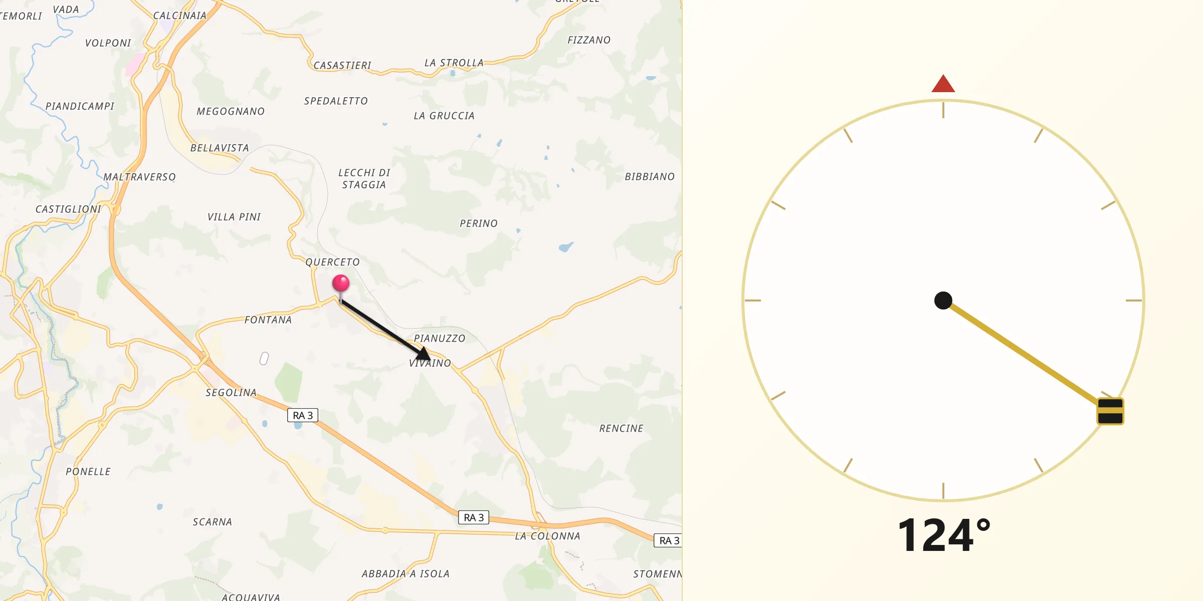 Direzione della Qibla da Staggia